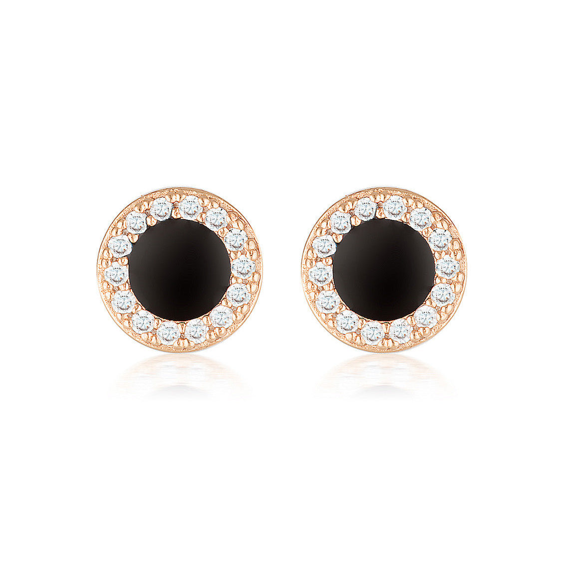 Reflection Enamel Stud Earrings Rose Gold & Black