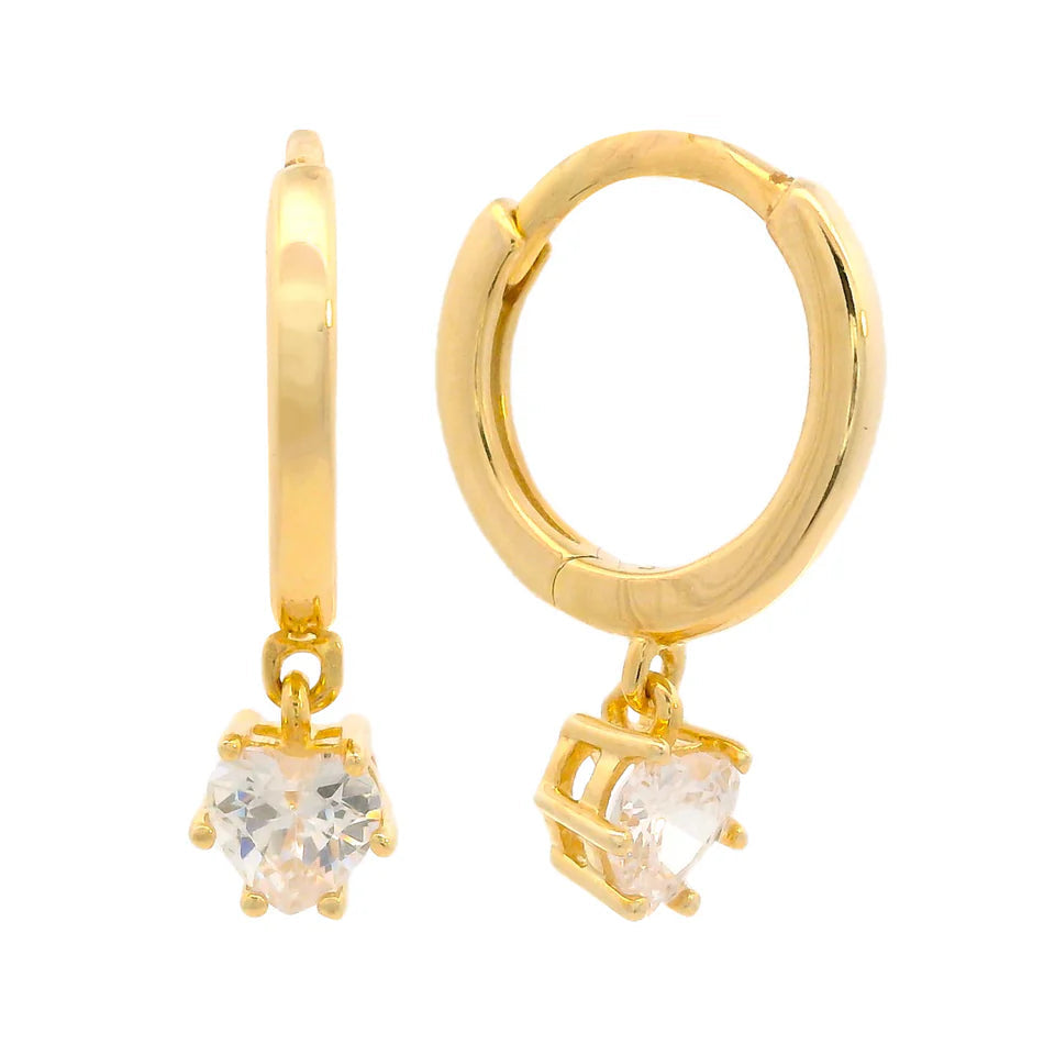 Georgini Midnight Velvet Baby Heart Hoop Earrings Gold