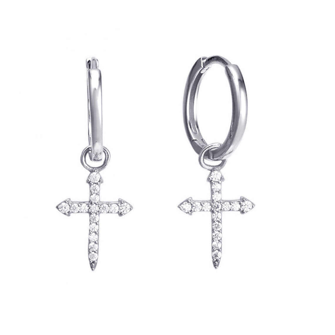 A Christmas Journey Cross Hoop Earrings Silver
