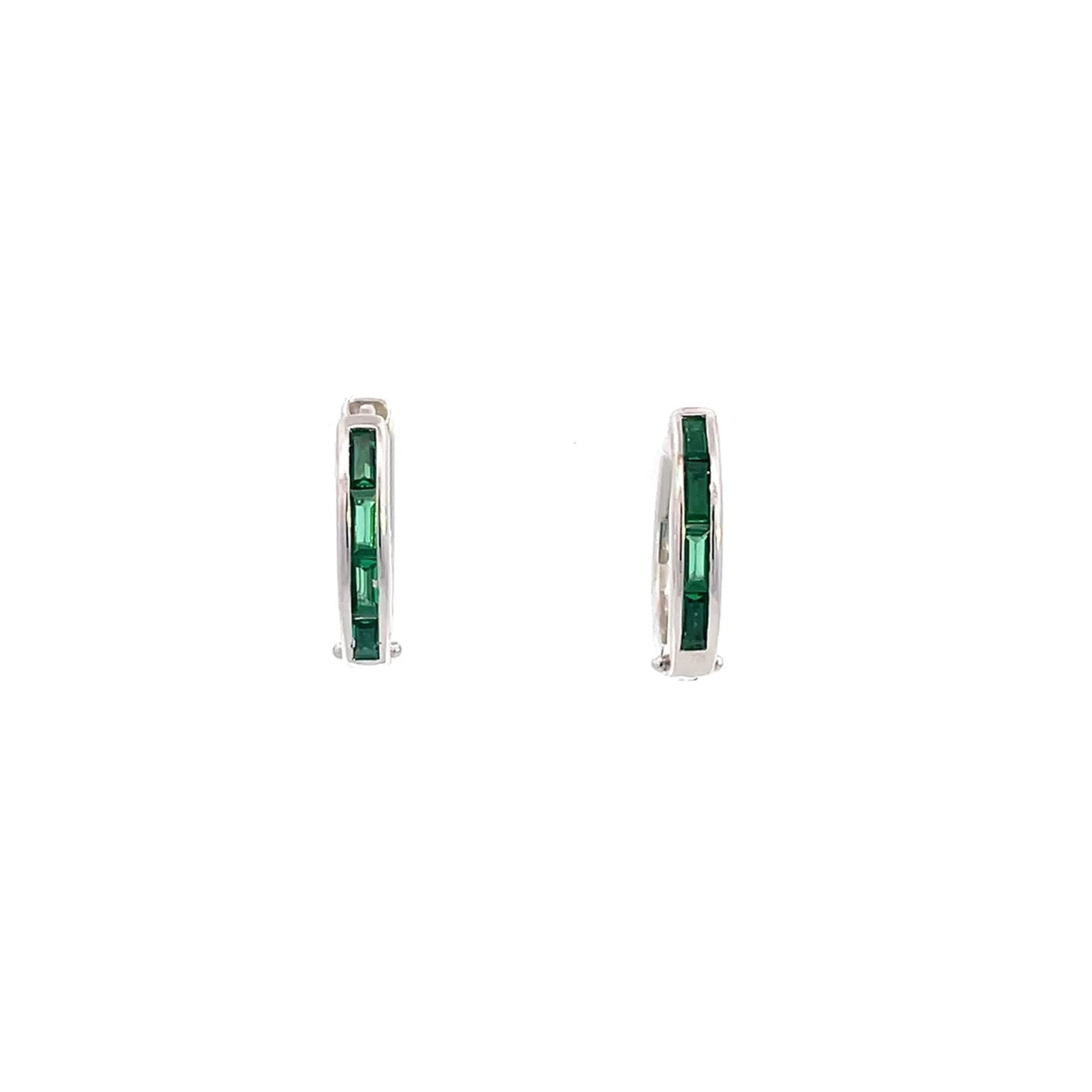 Georgini Gifts Baguette Hoop Silver and Green