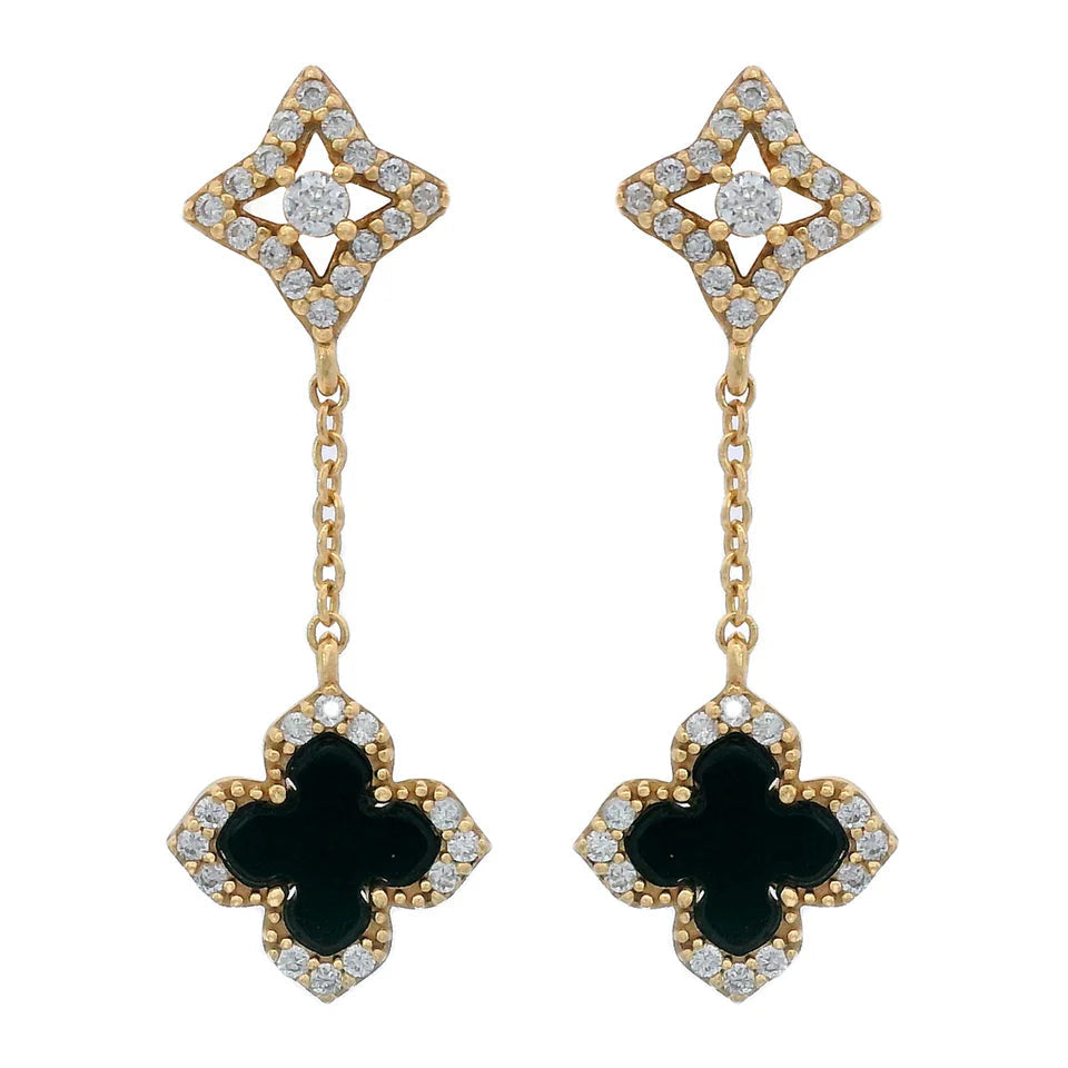 Georgini Midnight Velvet Black Agate Fairwater Drop Earrings Gold