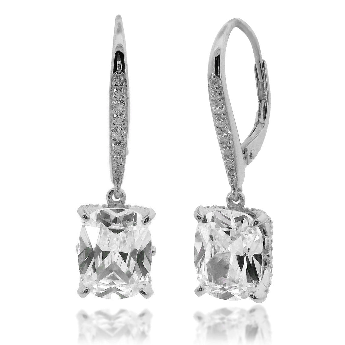Georgini Sydney Soiree Elaine Cushion Cut Drop Earrings Silver
