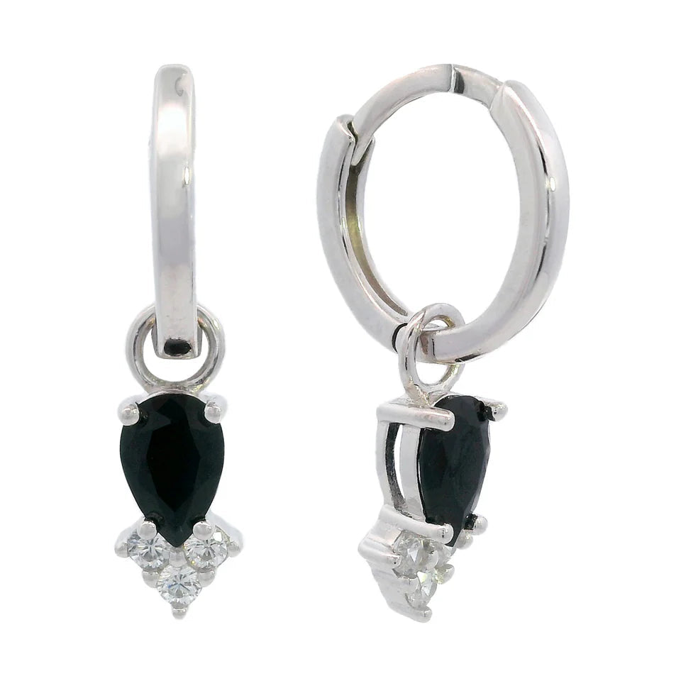 Georgini Midnight Velvet Asteria Hoop Earrings Black And Silver