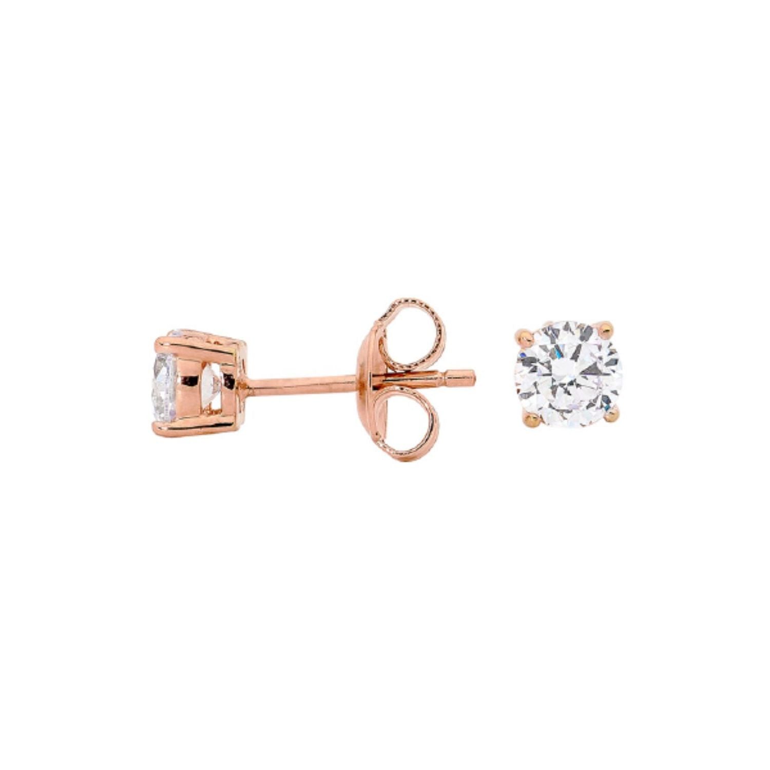 Clear Round Stud Rose Gold 5mm