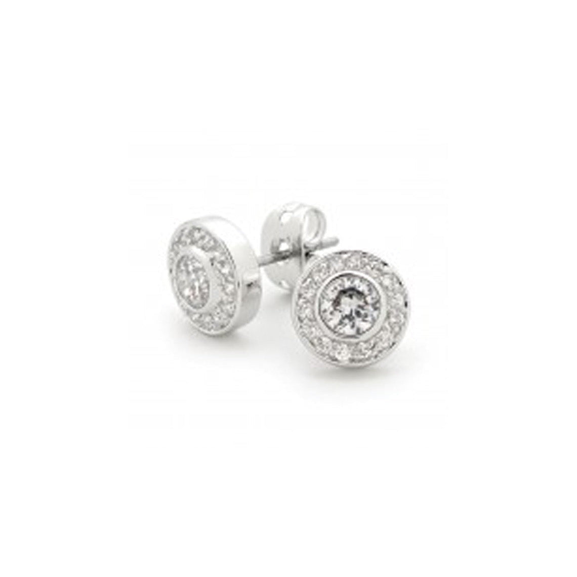 White Cubic Zirconia Round Earring