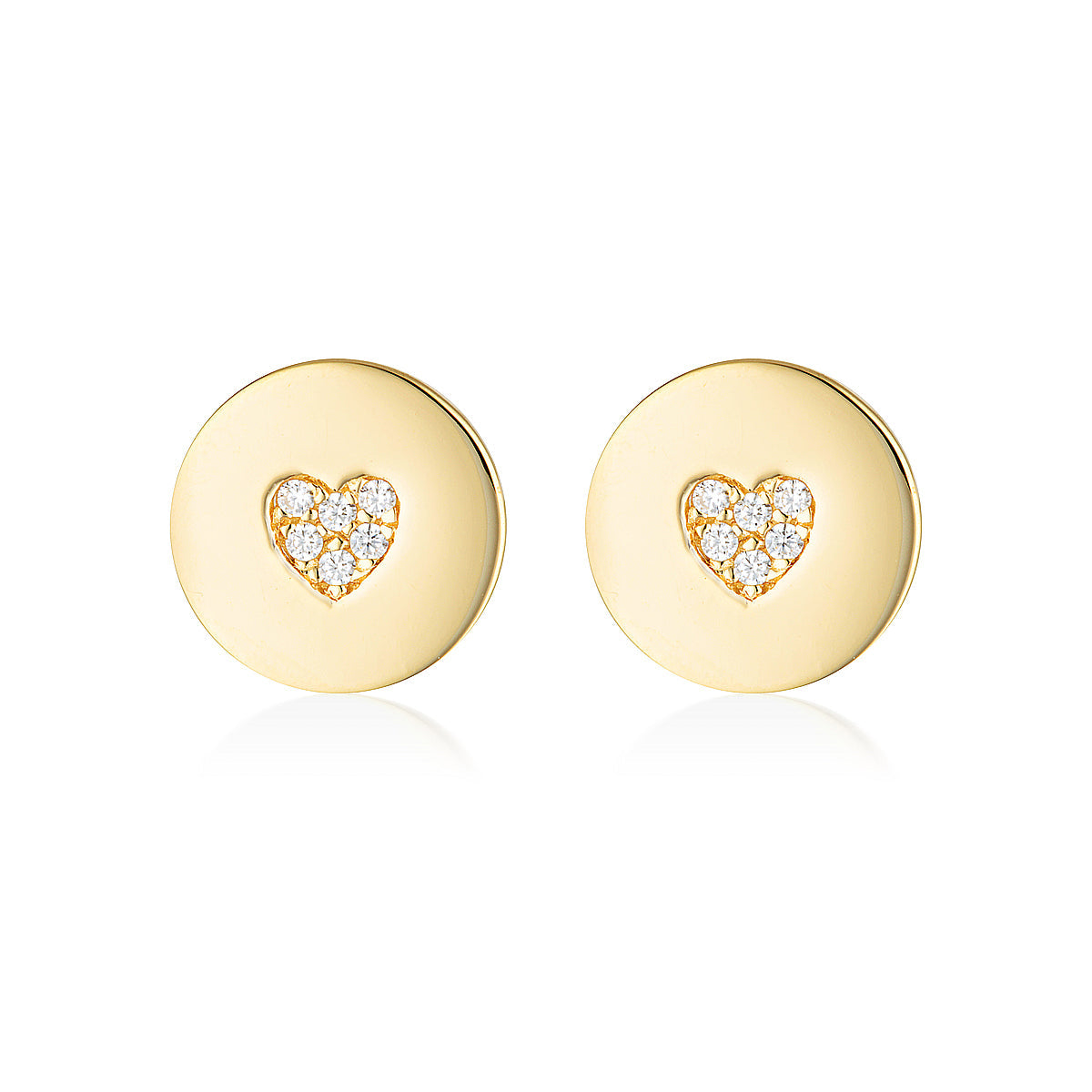Rock Star Heart Disc Gold Earrings