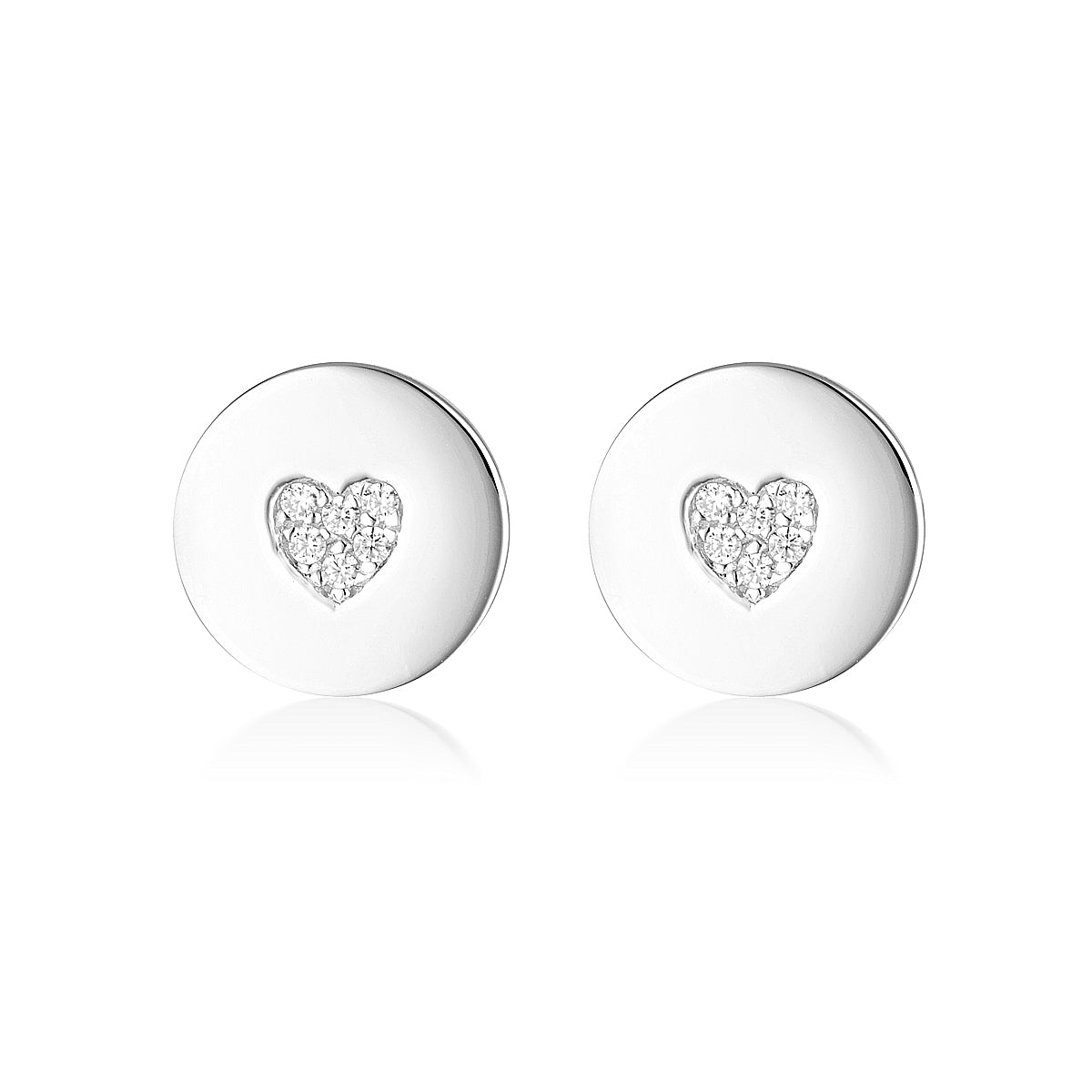 Rock Star Heart Disc Silver Earrings