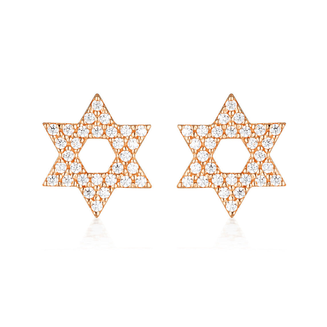 Rock Star Star Of David Rose Gold Earrings