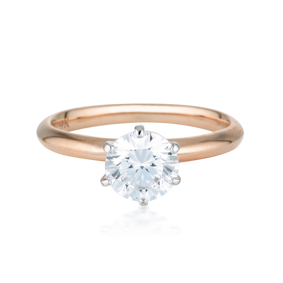 Round Brilliant Cut 1.25ctw Moissanite Solitaire with Knife Edge Band in Rose Gold