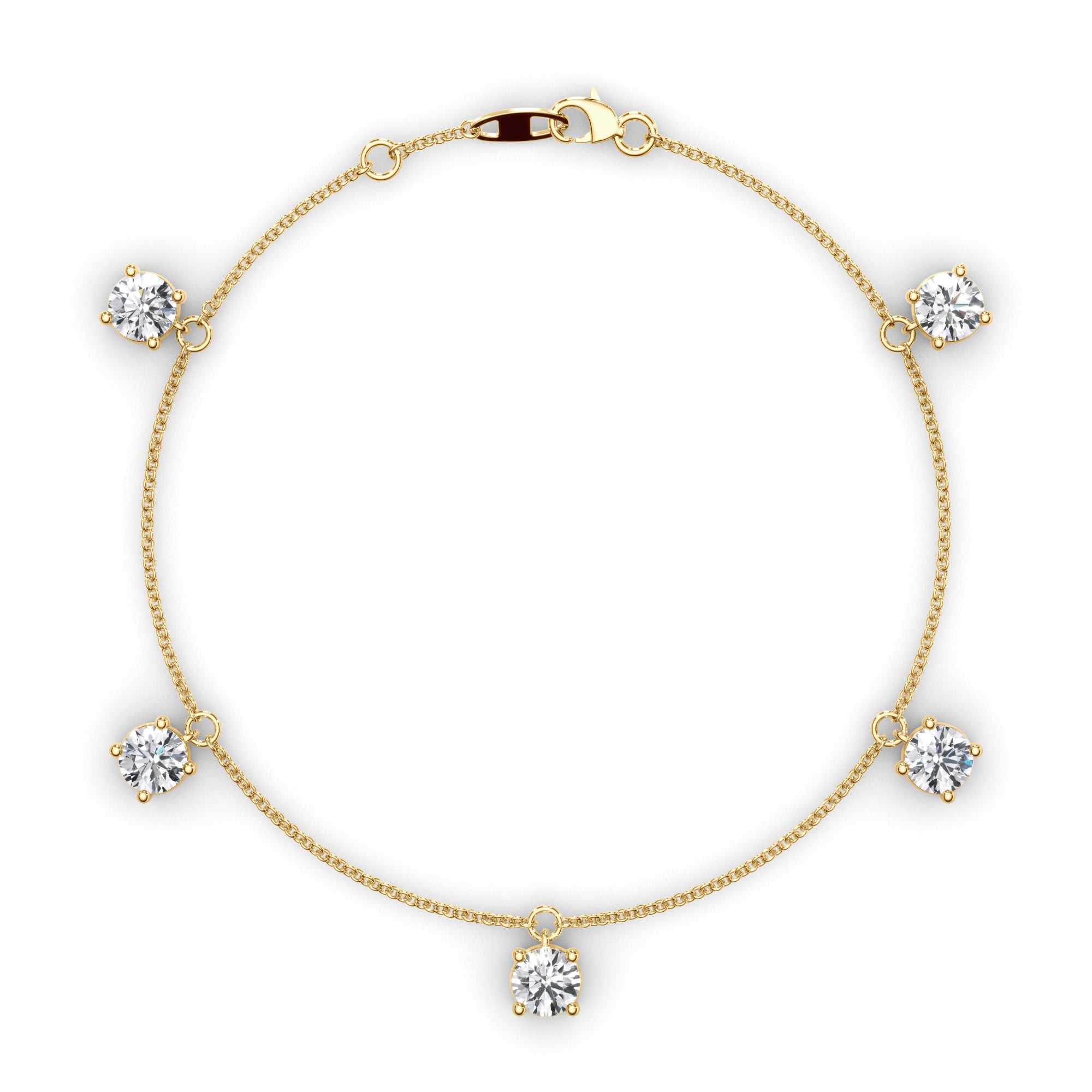 Floating Round Brilliant Cut Natural Mined Diamond Bracelet