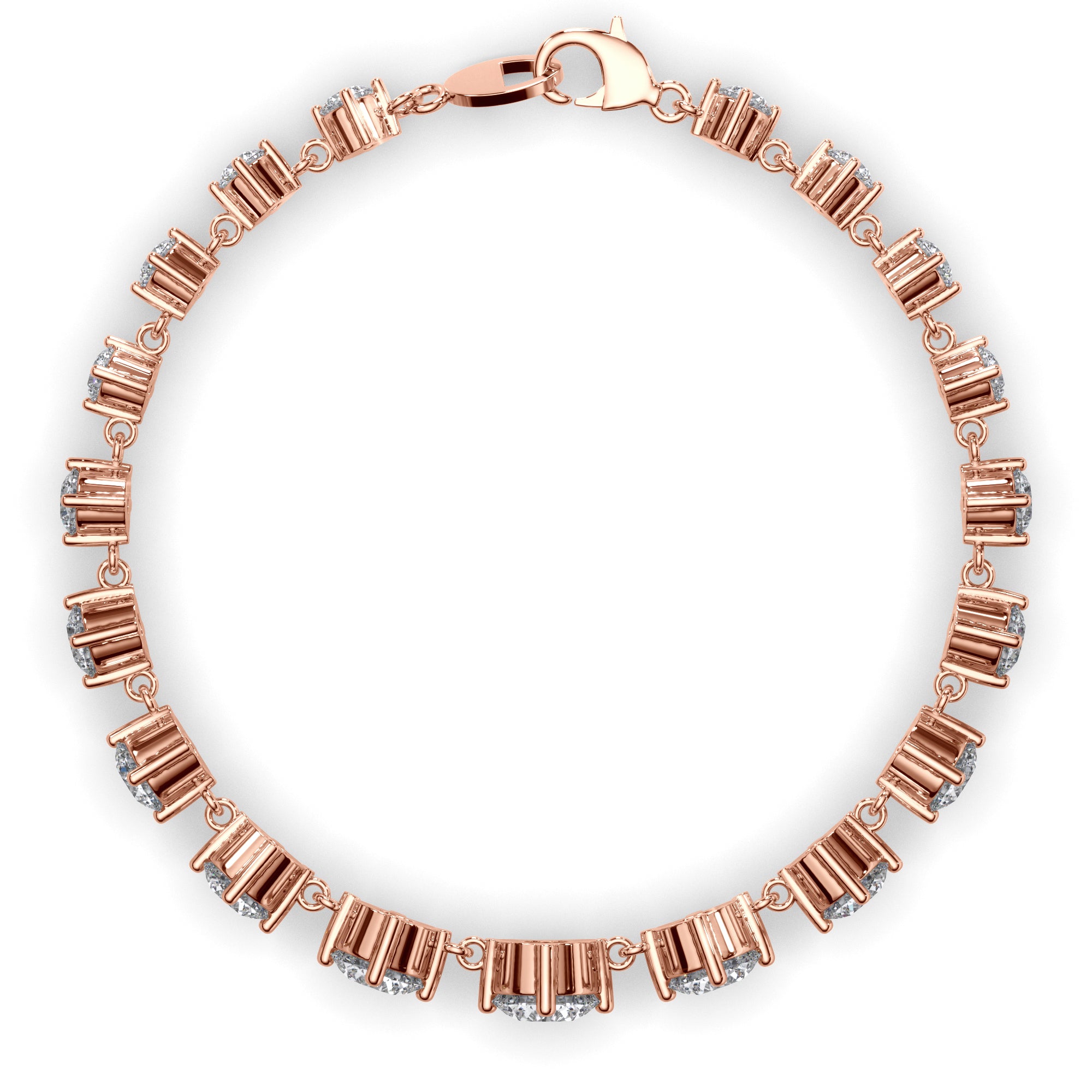 Round Brilliant Cut Natural Mined Diamond Tennis Bracelet
