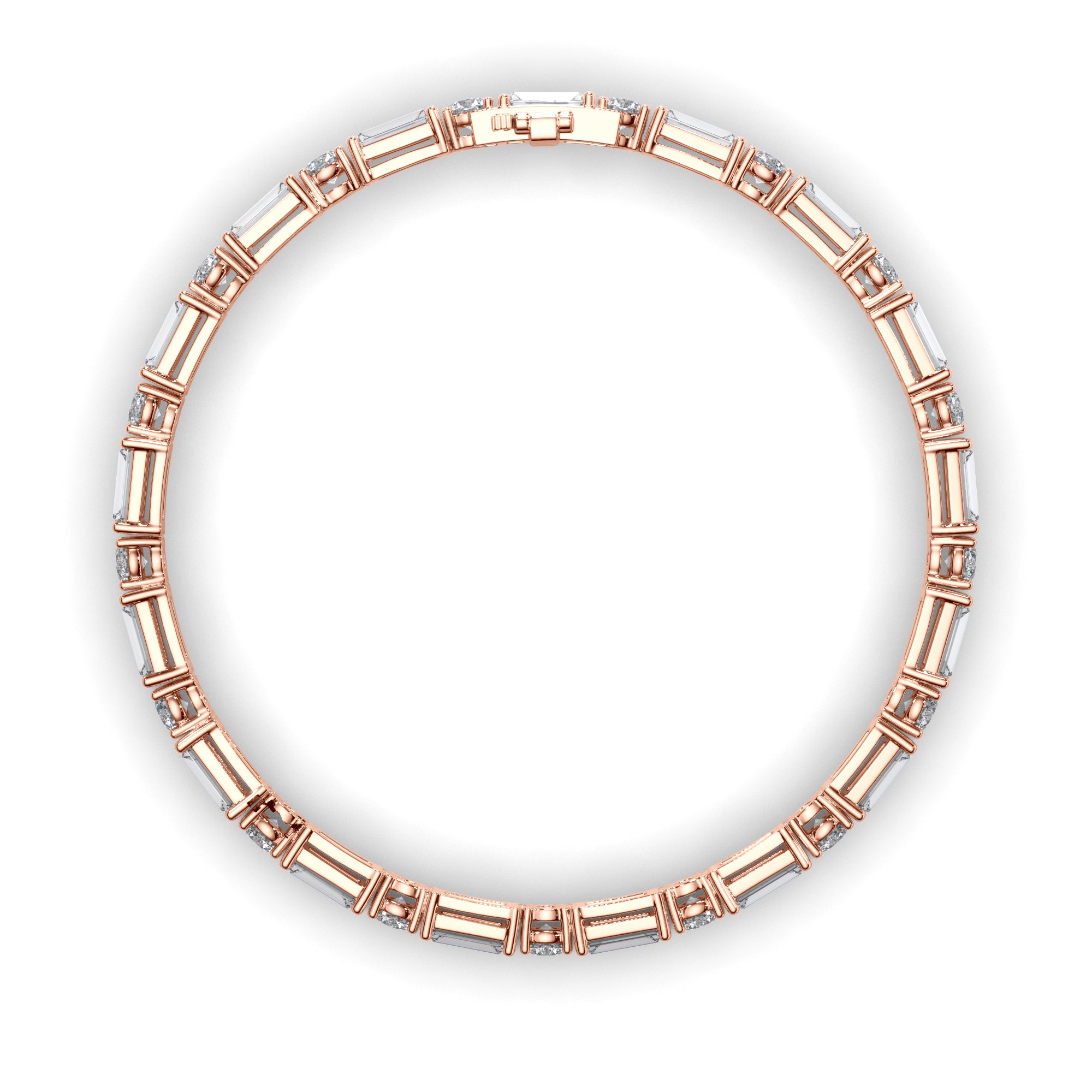 Round Brilliant & Baguette Cut Natural Mined Diamond Tennis Bracelet
