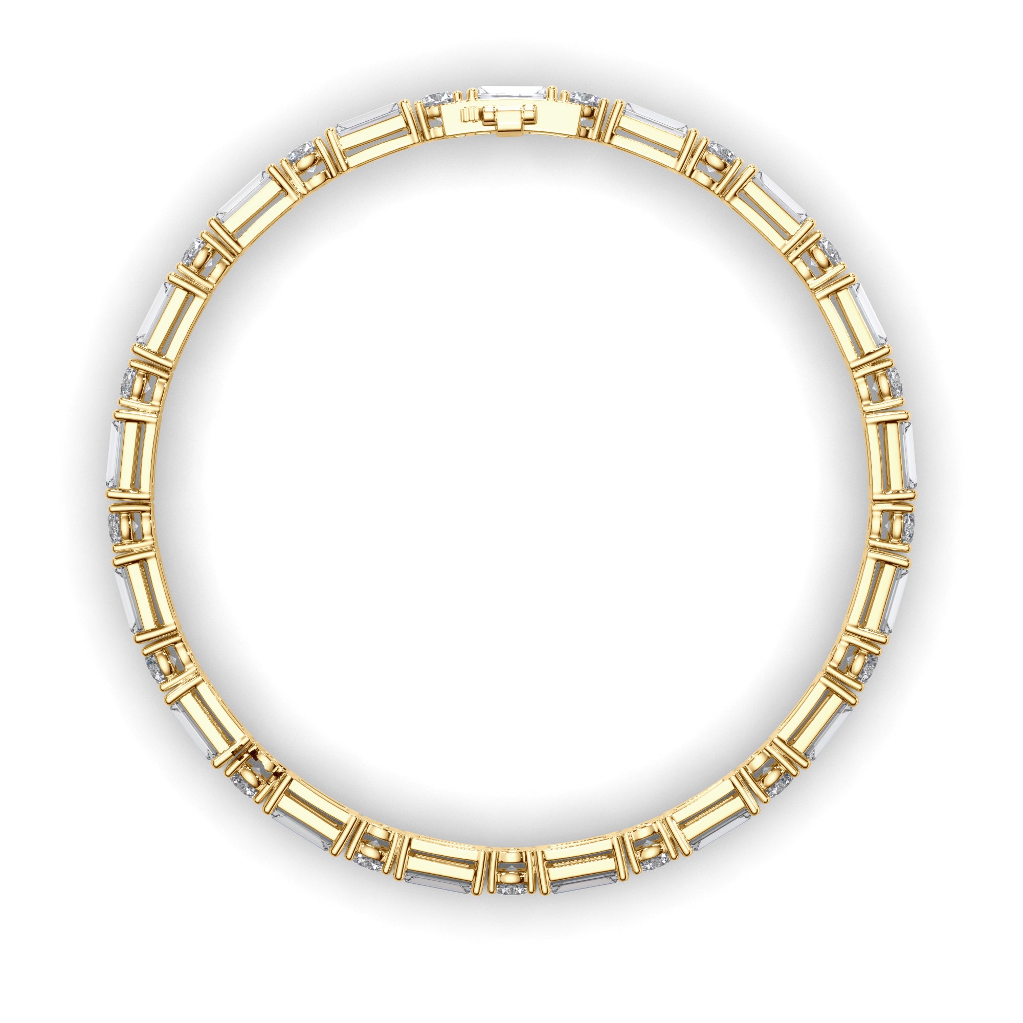 Round Brilliant & Baguette Cut Natural Mined Diamond Tennis Bracelet