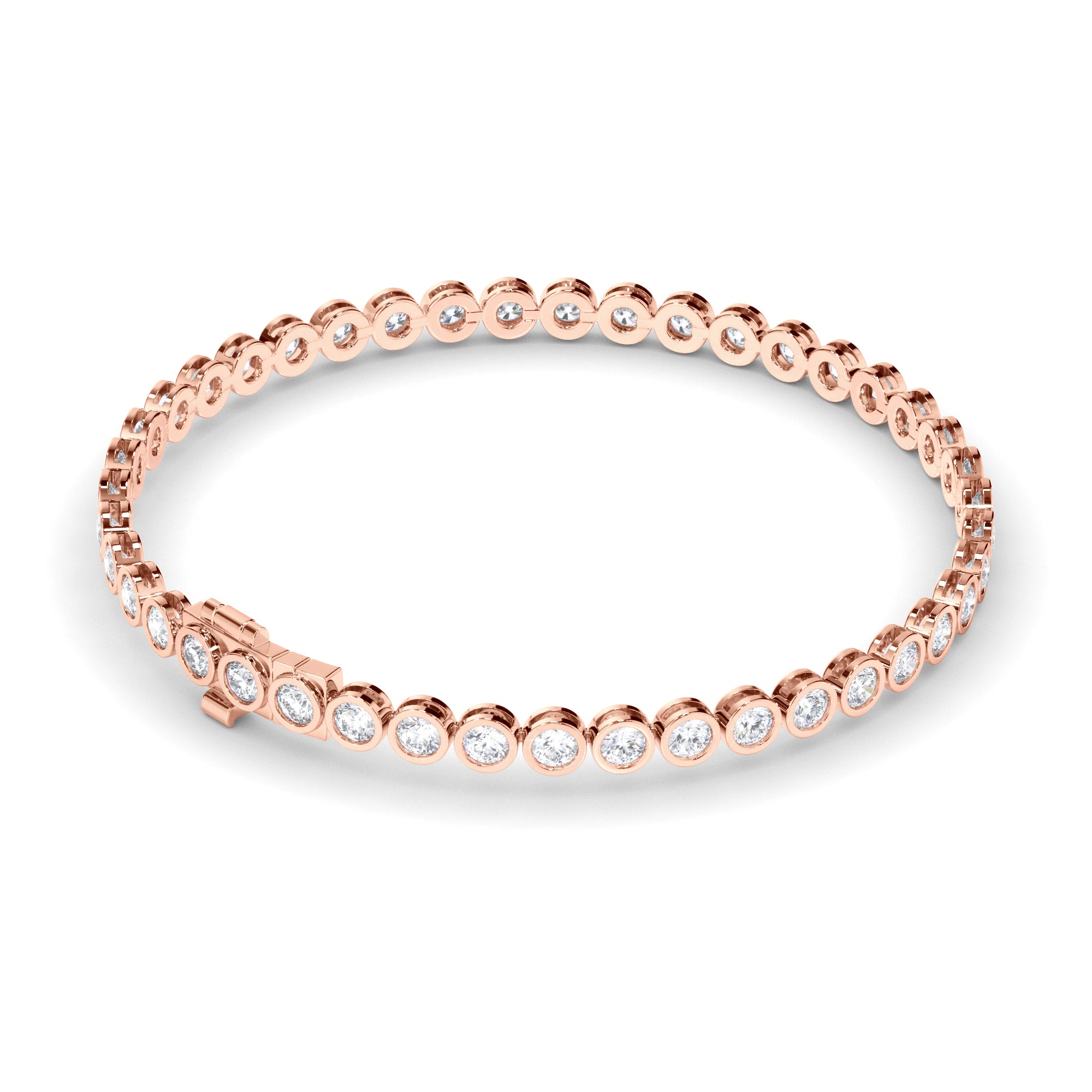 Round Brilliant Cut Laboratory Grown Diamond Bezel Set Tennis Bracelet