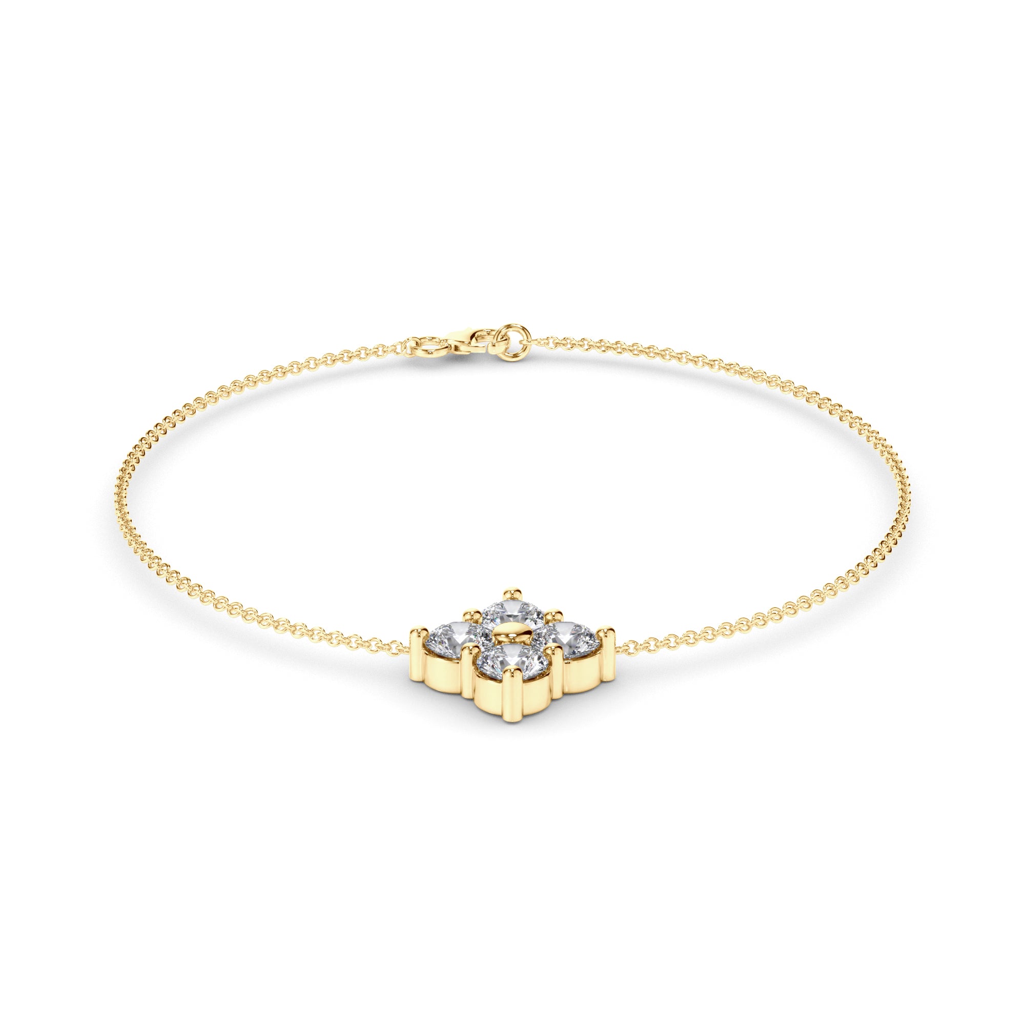 Round Brilliant Cut Laboratory Grown Diamond Clover Style Bracelet