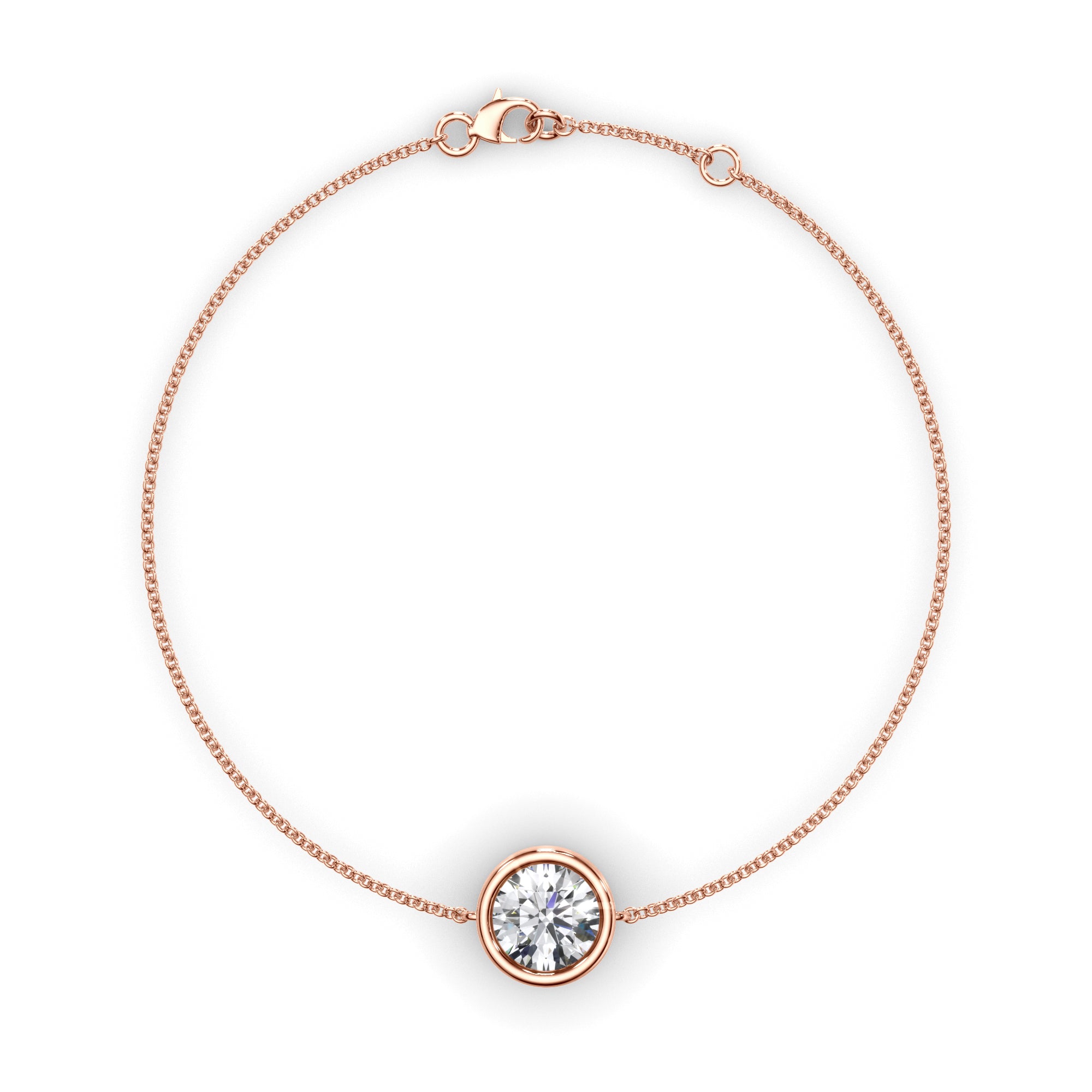 Round Brilliant Cut Diamond Bezel Set Bracelet