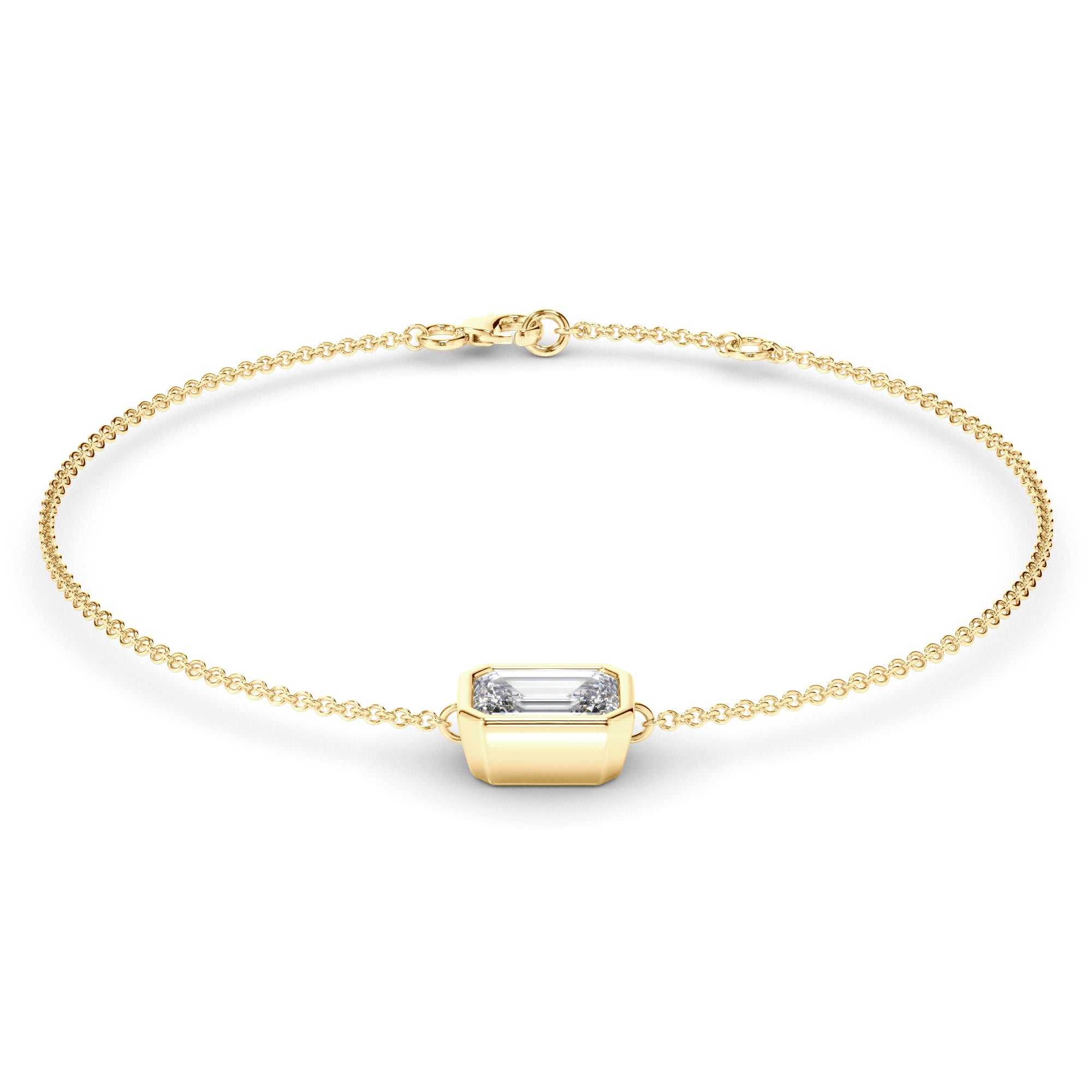 Emerald Cut Diamond Bezel Set Bracelet