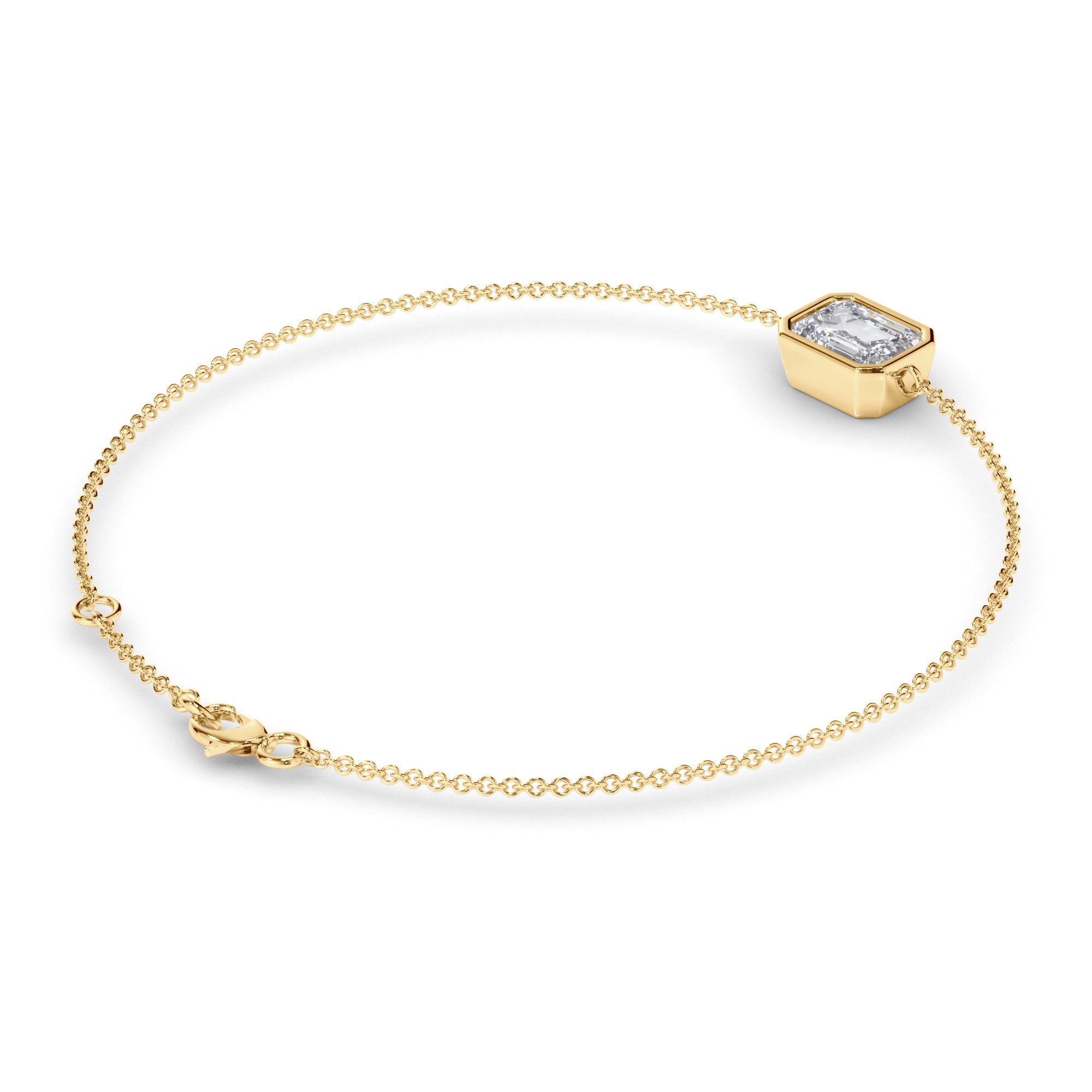 Emerald Cut Diamond Bezel Set Bracelet