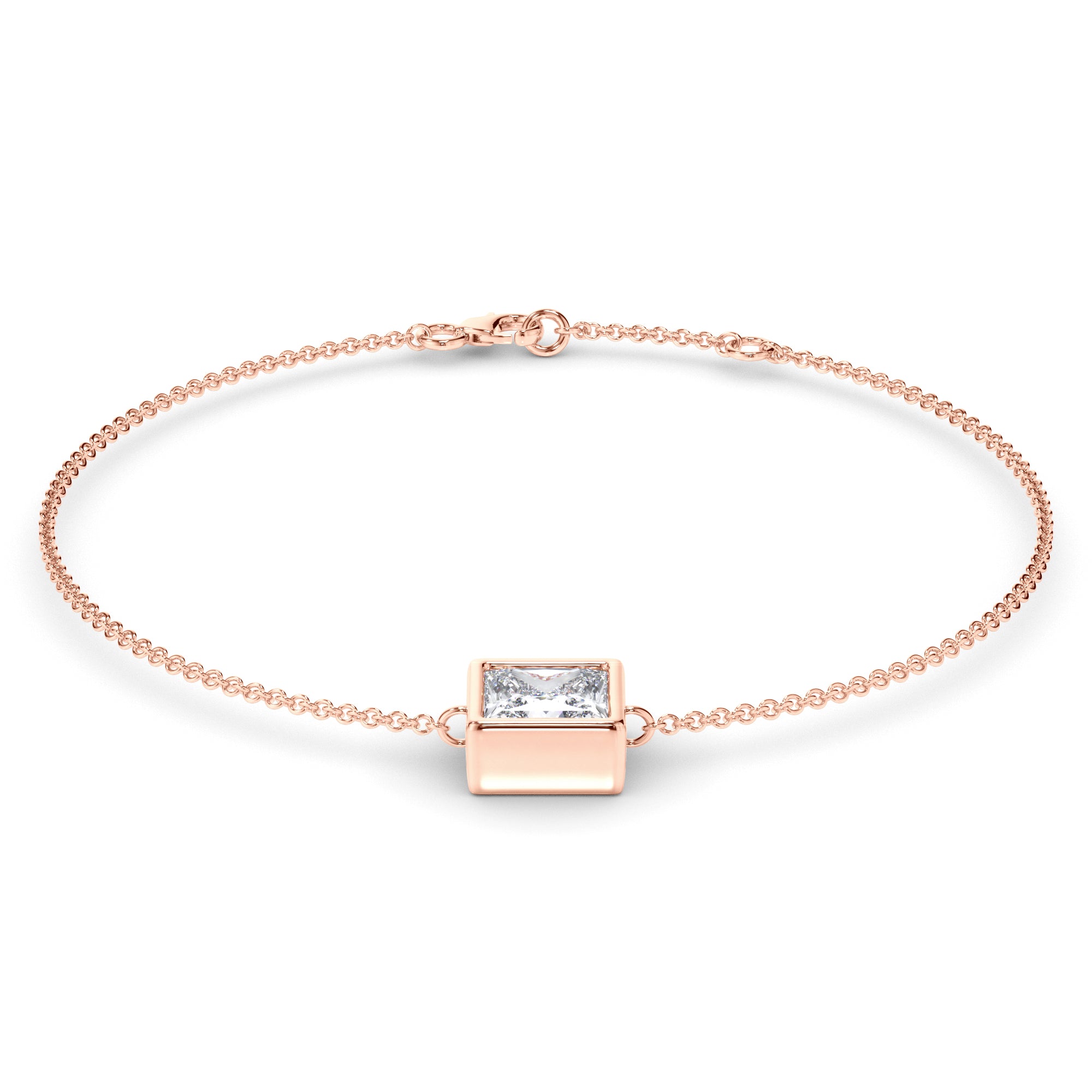 Princess Cut Diamond Bezel Set Bracelet