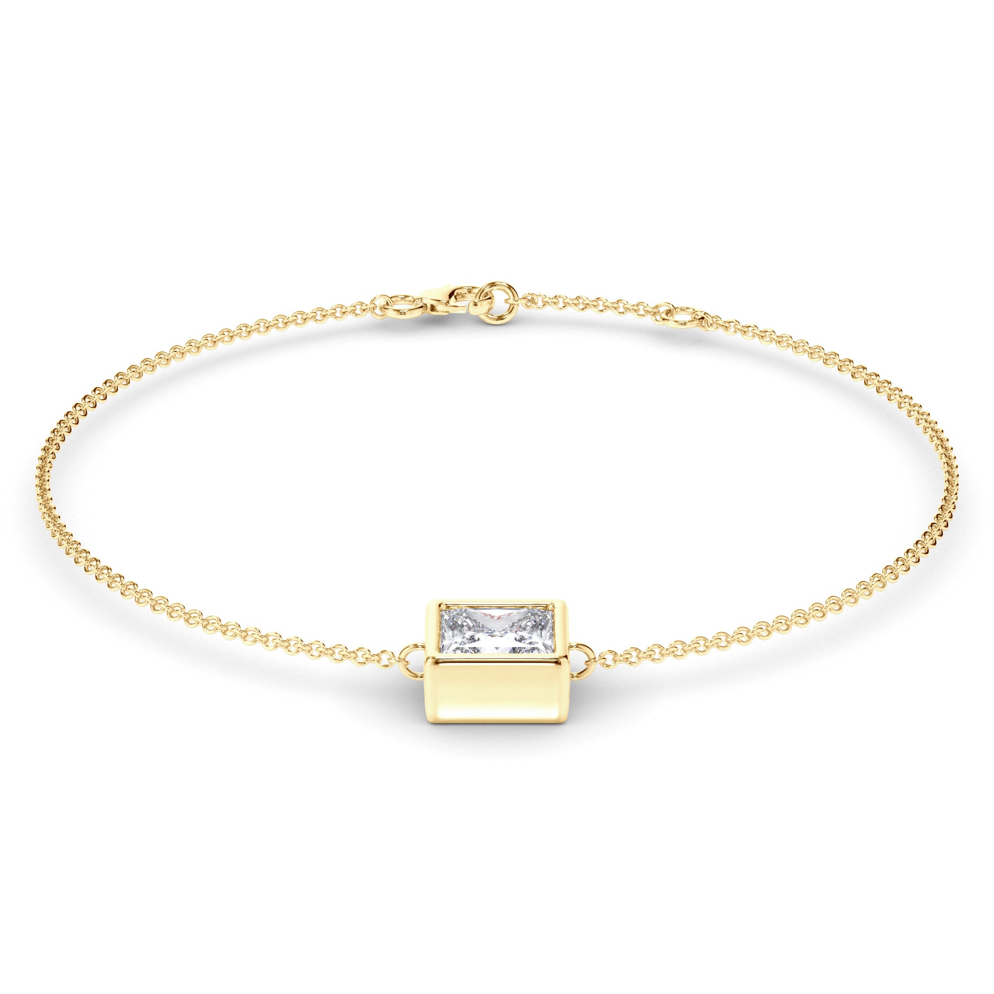 Princess Cut Diamond Bezel Set Bracelet