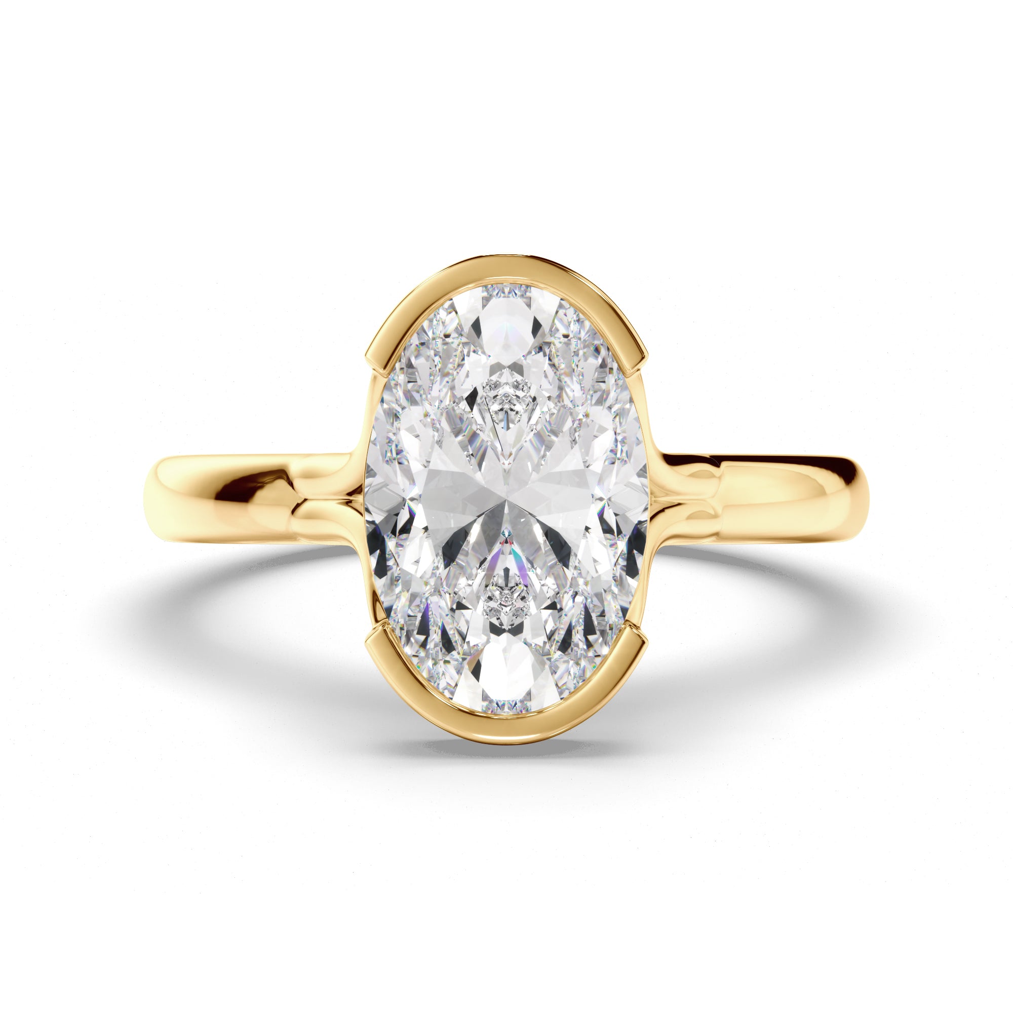 Oval Cut Diamond Half-Bezel Set Engagement Ring