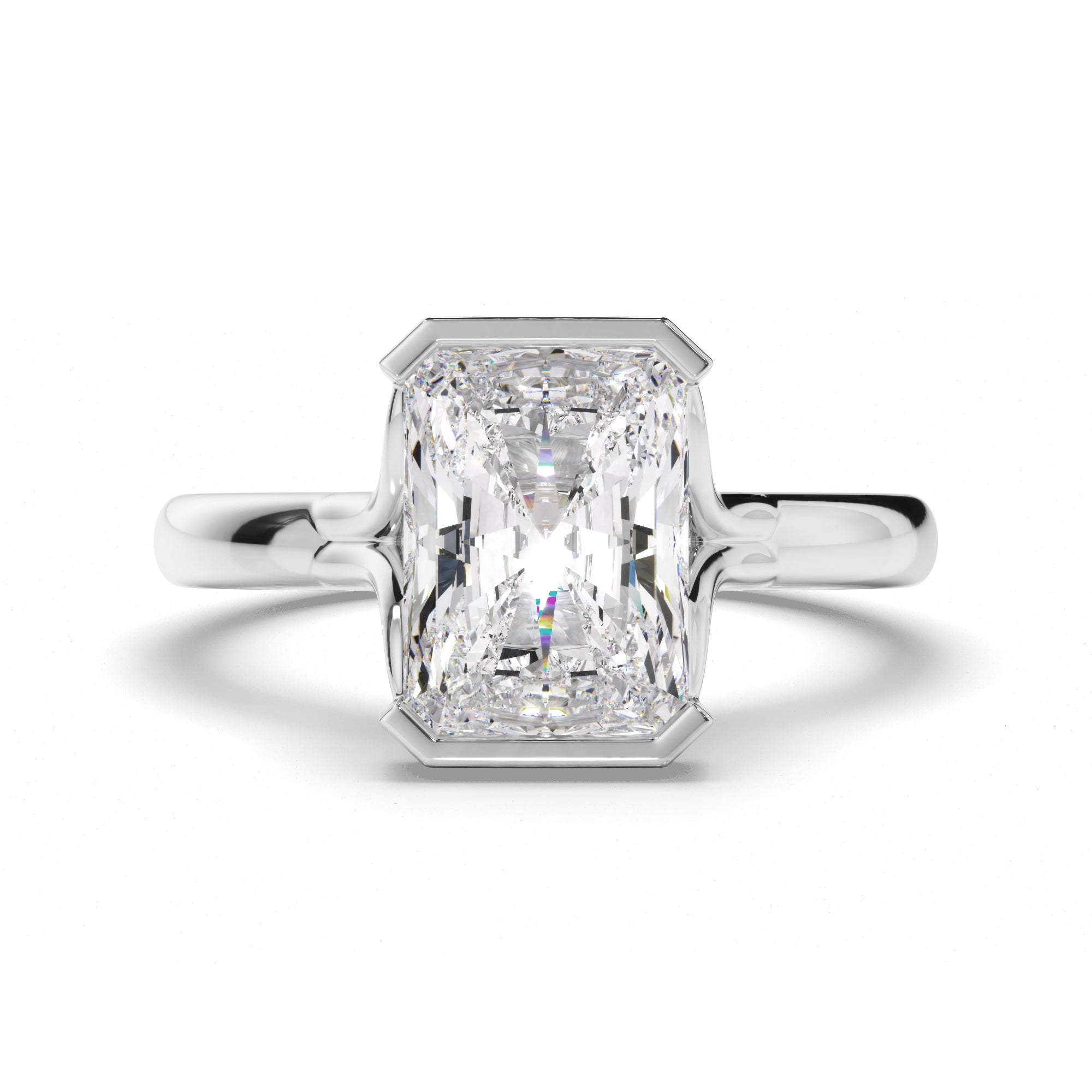 Radiant Cut Diamond Half-Bezel Set Engagement Ring