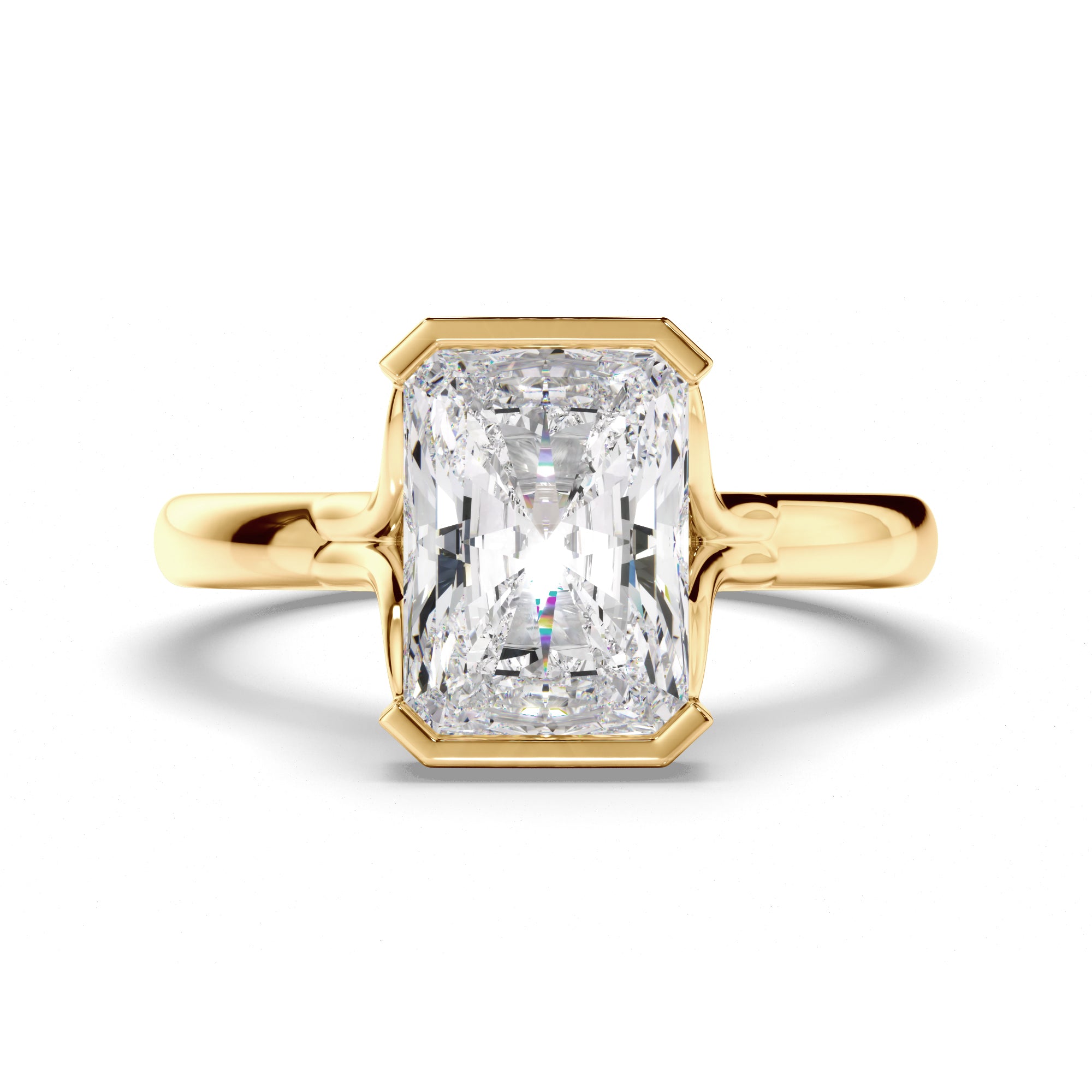 Radiant Cut Diamond Half-Bezel Set Engagement Ring