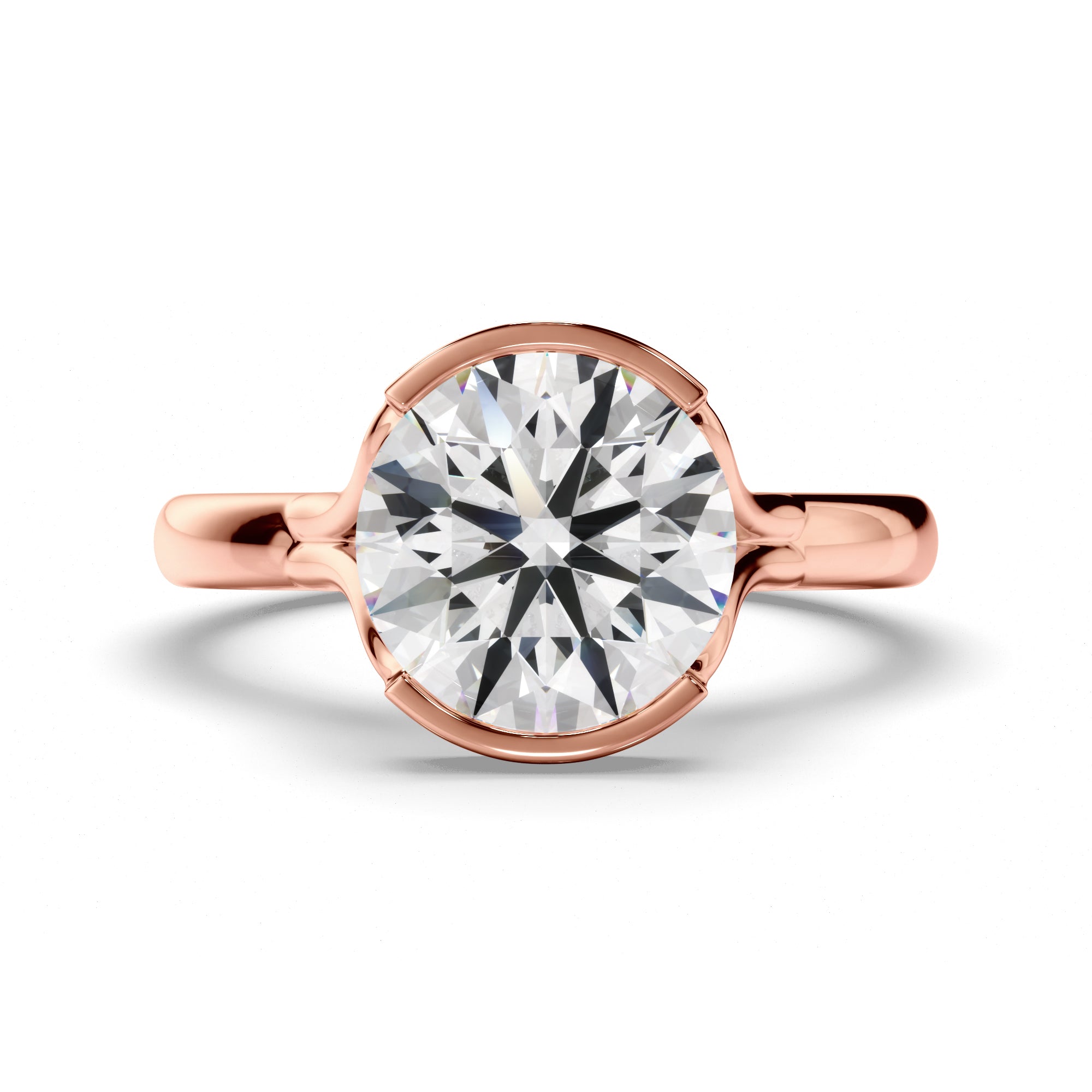 Round Brilliant Cut Diamond Half-Bezel Set Engagement Ring