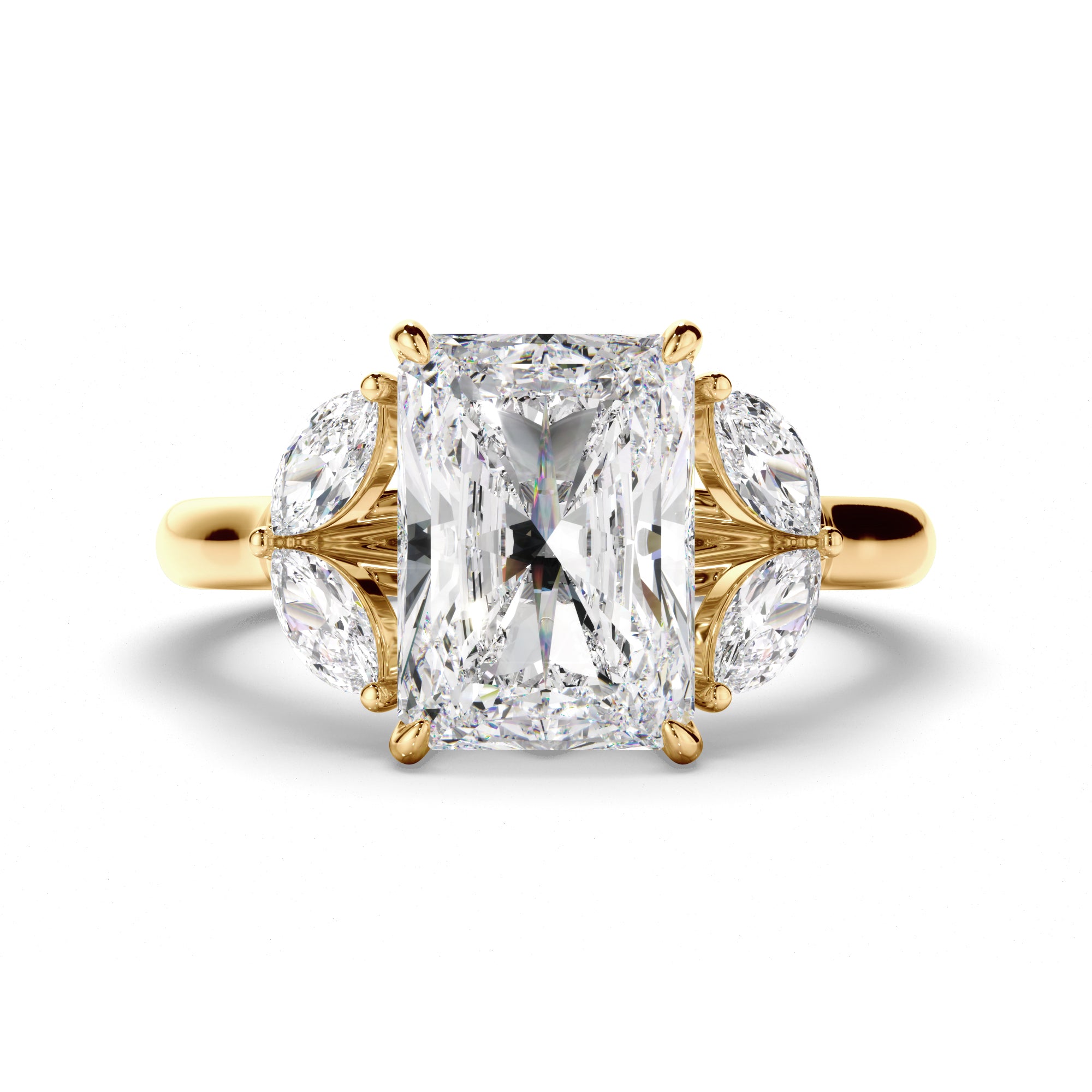Radiant Cut Diamond Engagement Ring with Marquise Sides