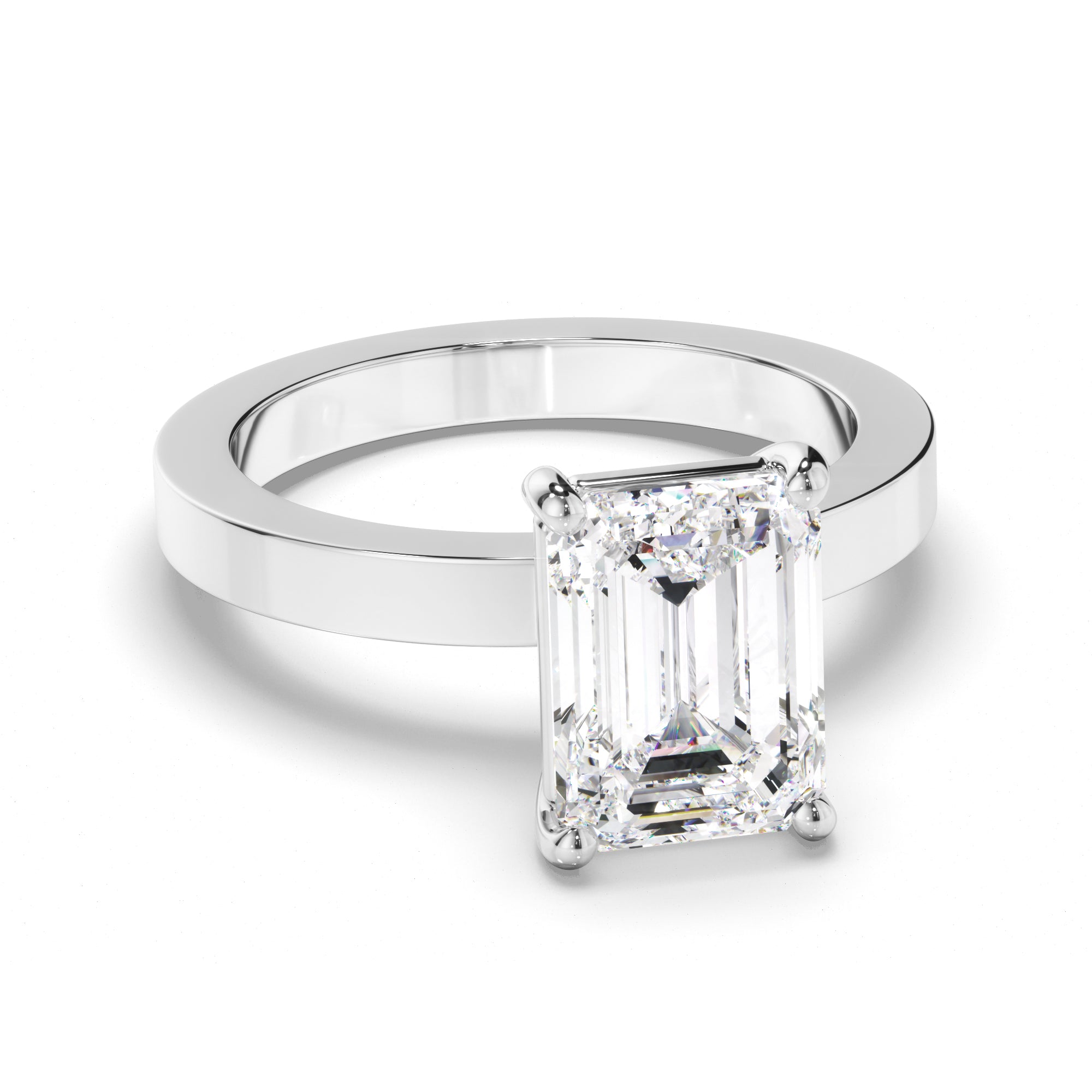 Emerald Cut Diamond Solitaire Engagement Ring