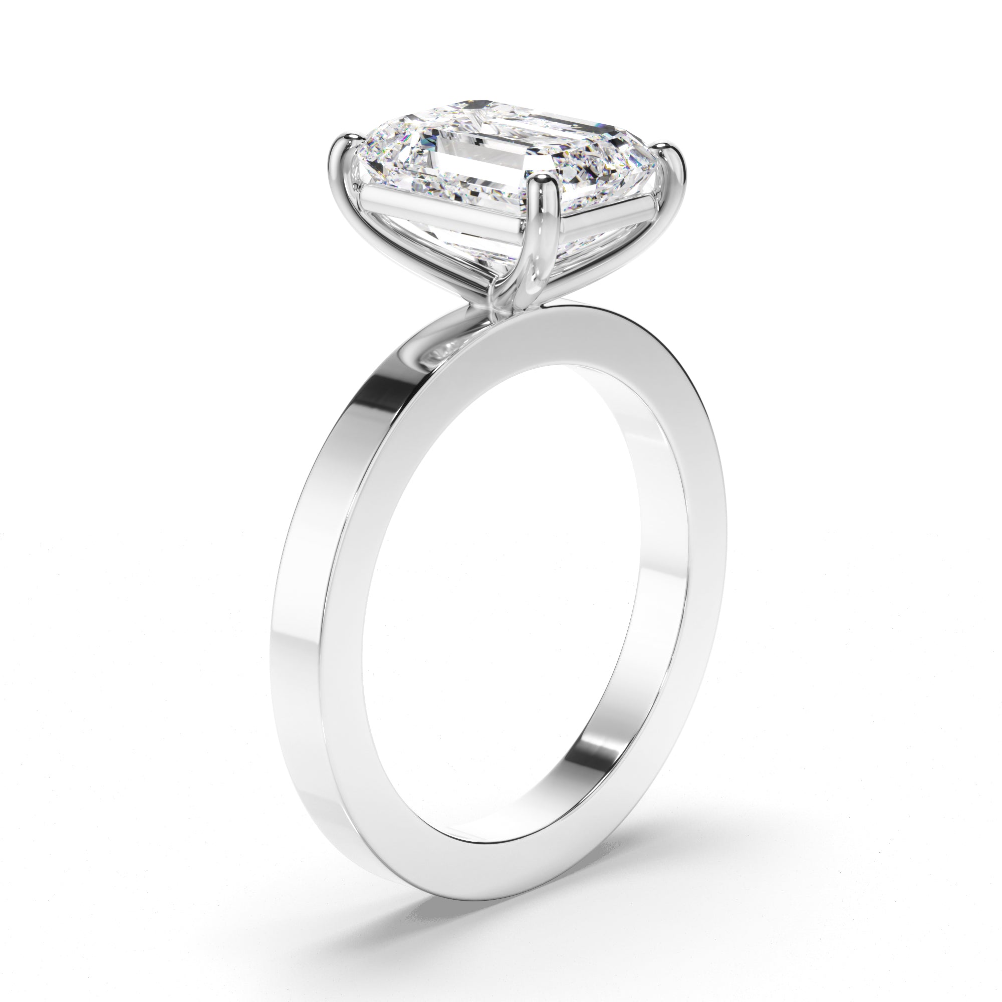 Emerald Cut Diamond Solitaire Engagement Ring