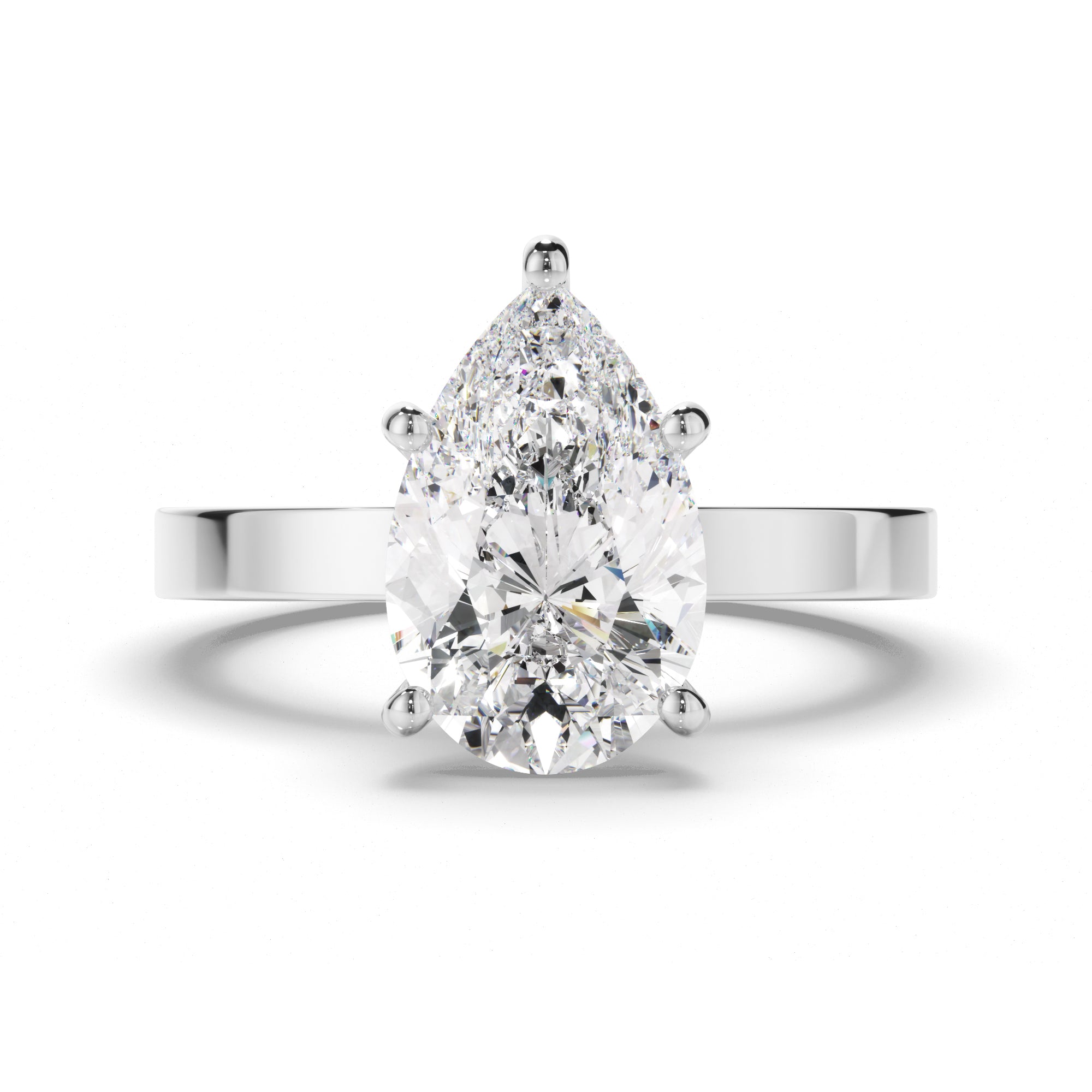 Pear Cut Diamond Solitaire Engagement Ring