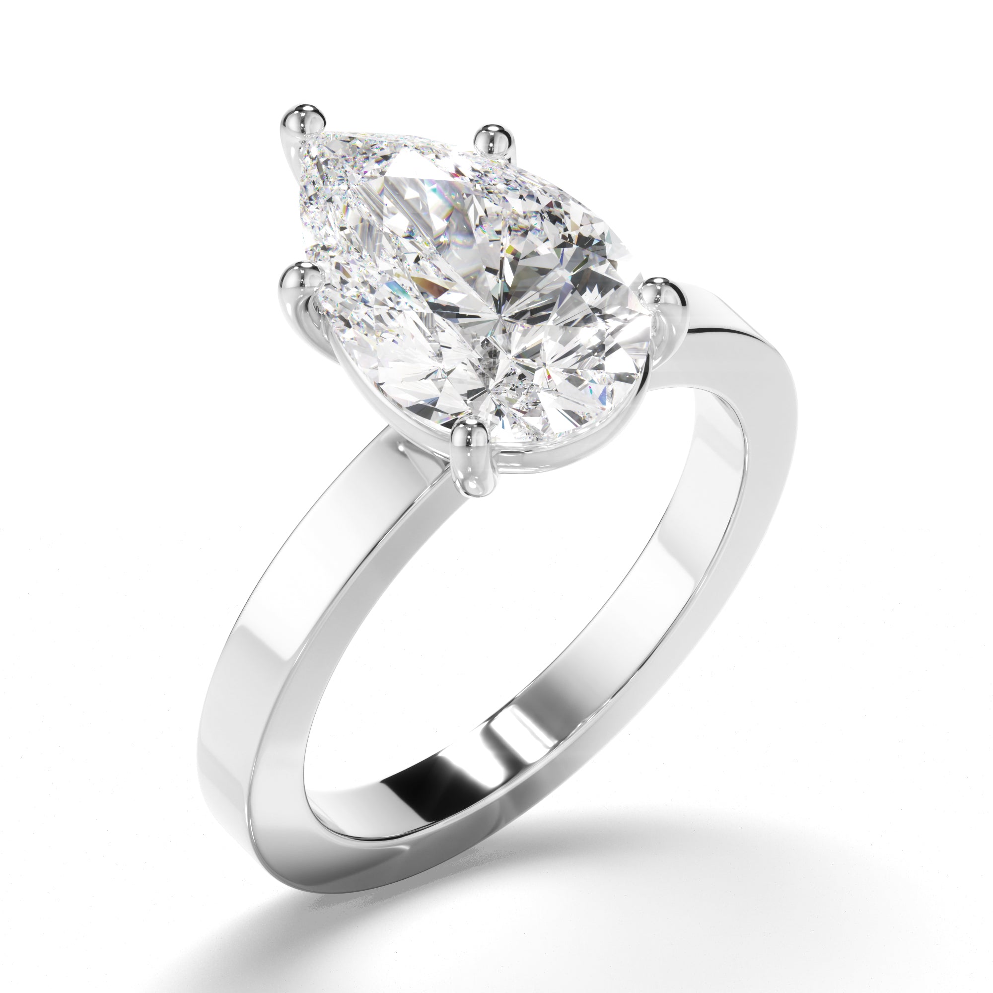 Pear Cut Diamond Solitaire Engagement Ring