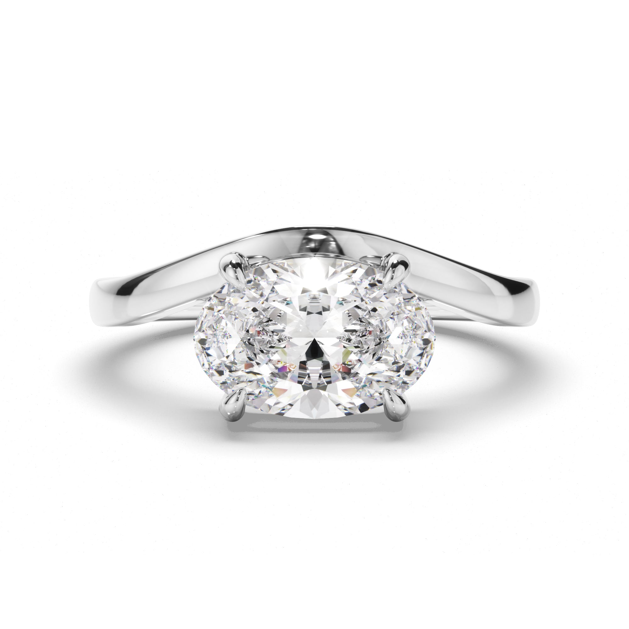 Oval Cut Diamond Wave Set Engagement Ring
