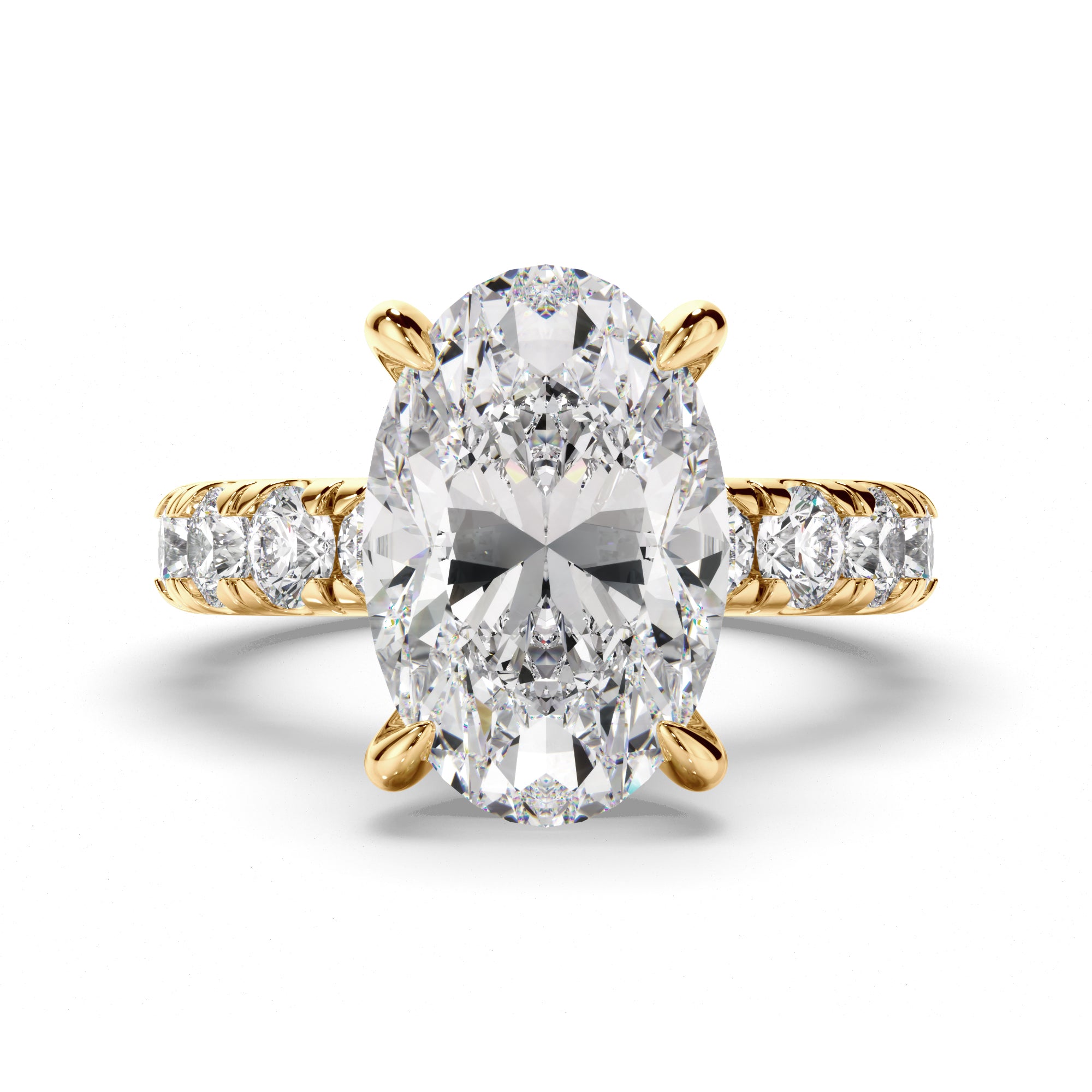 Oval Cut Diamond Engagement Ring with Diamond Sides