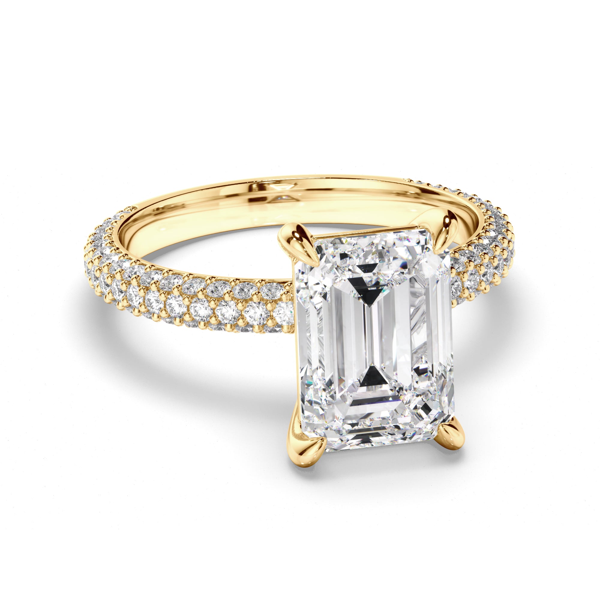 Emerald Cut Diamond Engagement Ring with Diamond Sides