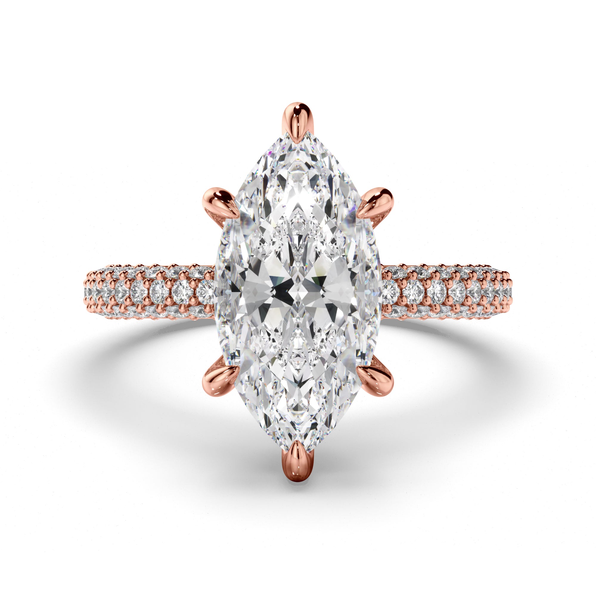 Marquise Cut Diamond Engagement Ring with Diamond Sides