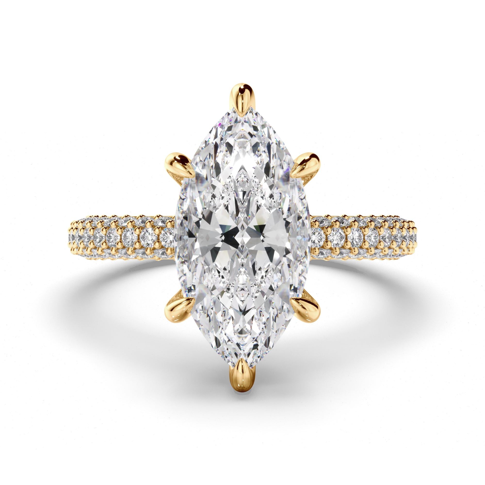 Marquise Cut Diamond Engagement Ring with Diamond Sides