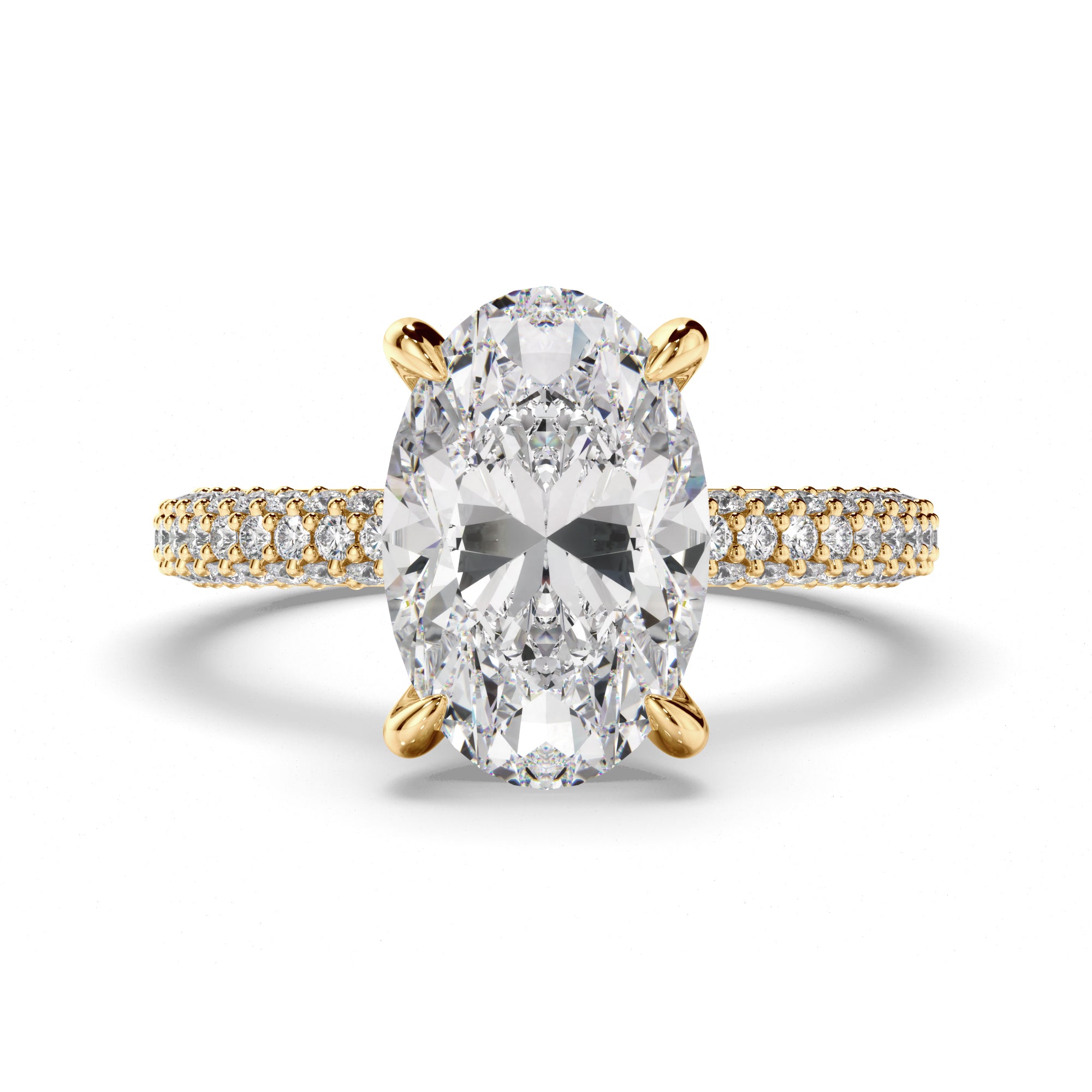 Oval Cut Diamond Engagement Ring with Diamond Sides