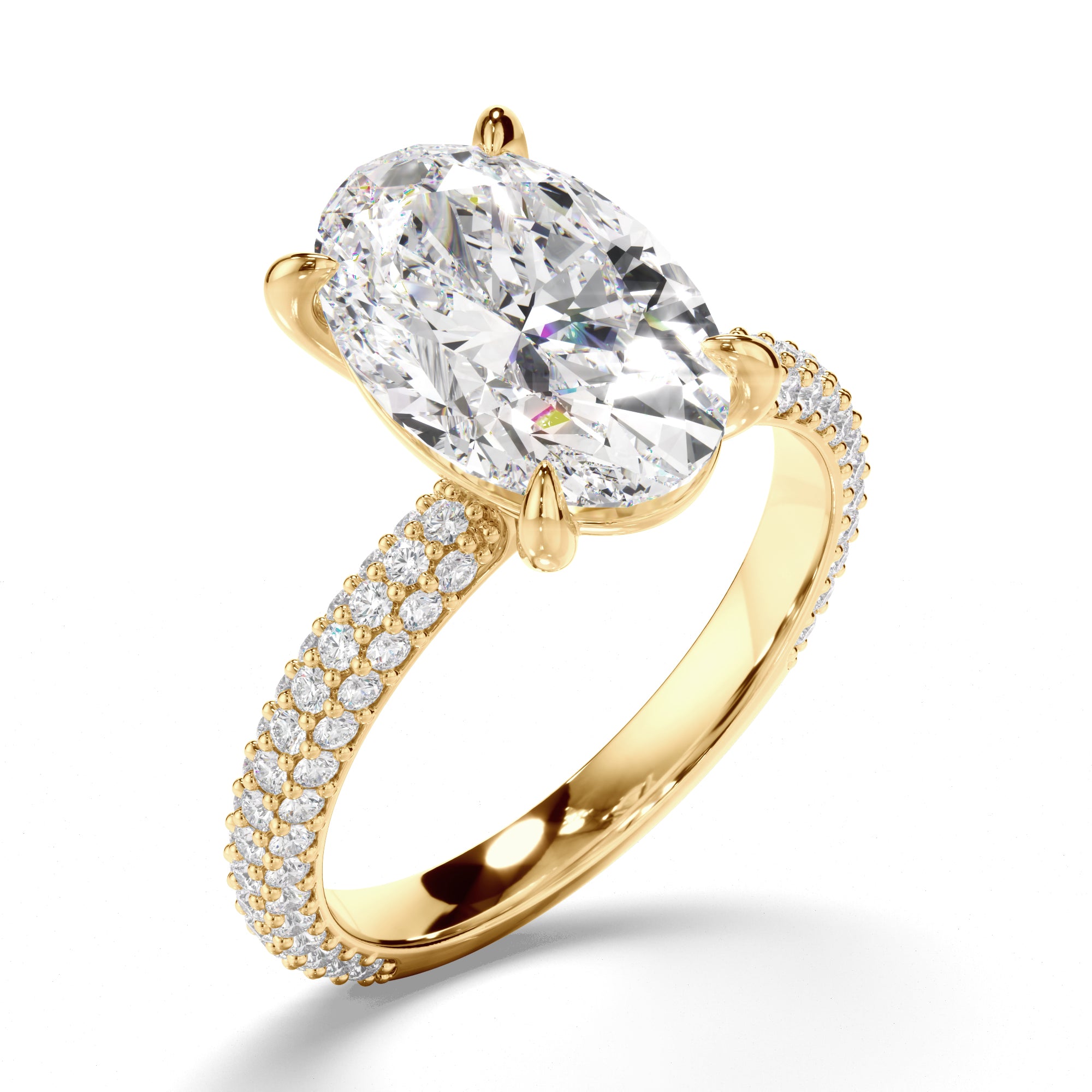 Oval Cut Diamond Engagement Ring with Diamond Sides
