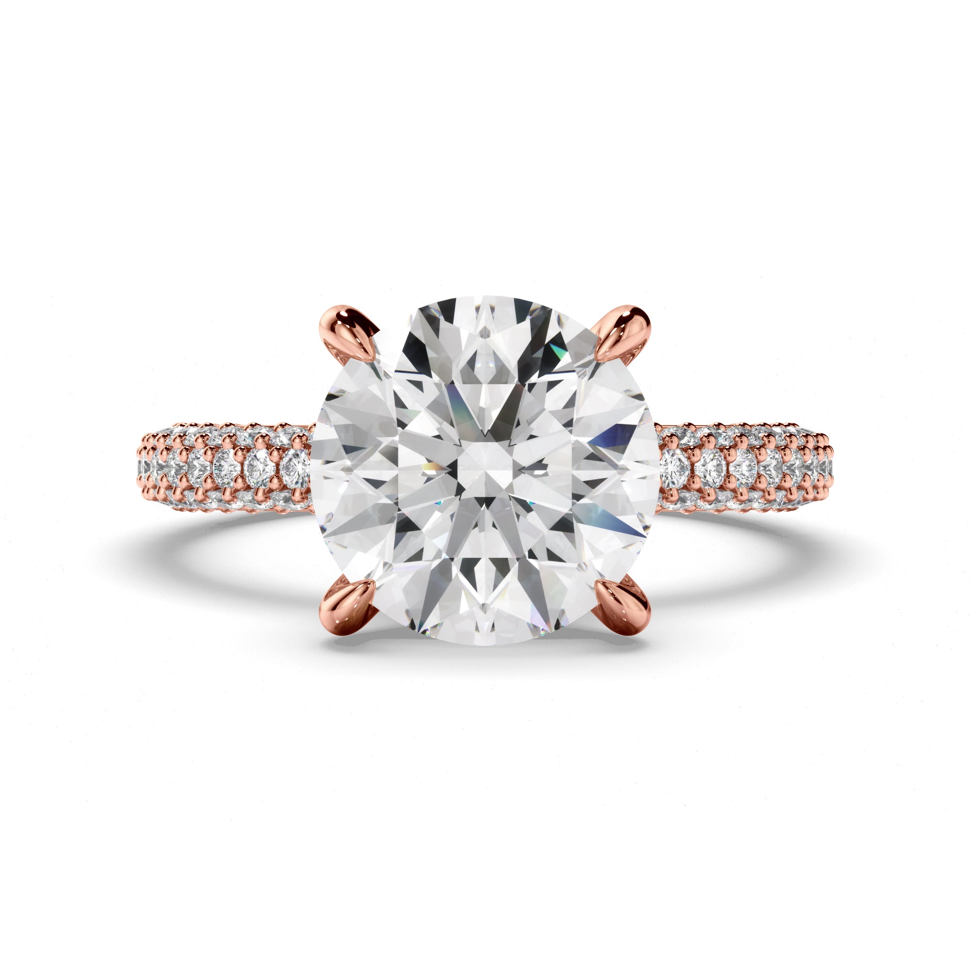 Round Brilliant Cut Diamond Engagement Ring with Diamond Sides