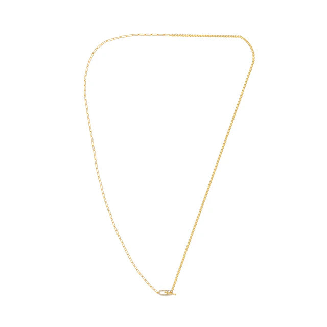 Georgini Alchemy Paperclip Curb Fob Necklace Gold