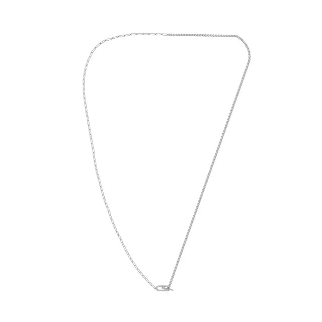 Georgini Alchemy Paperclip Curb Fob Necklace Silver