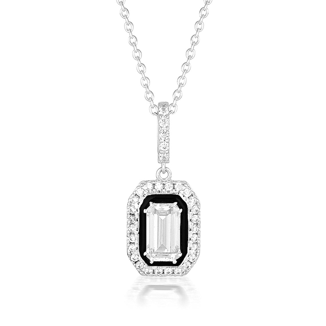 Reflection Retrospect Pendant Silver & Black Enamel
