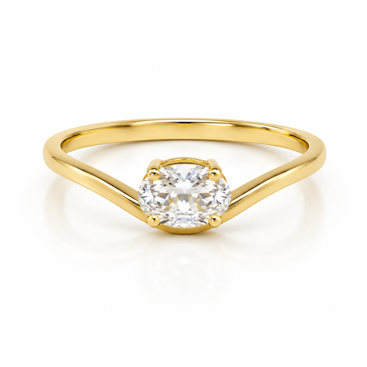 Round Solitaire Wave Ring