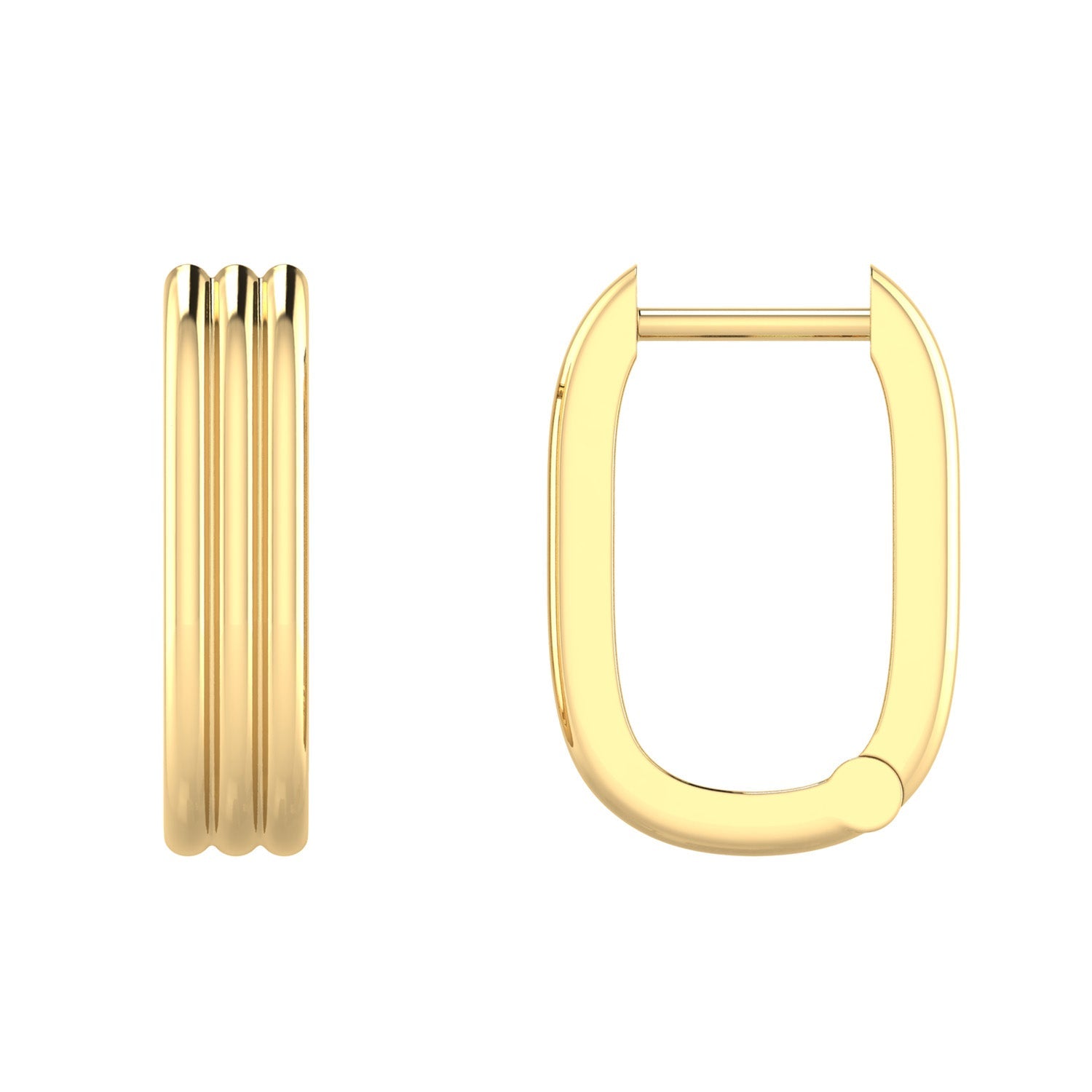 22ct Gold Vermeil Hoop Earrings Rect 15mm Hoop Earrings