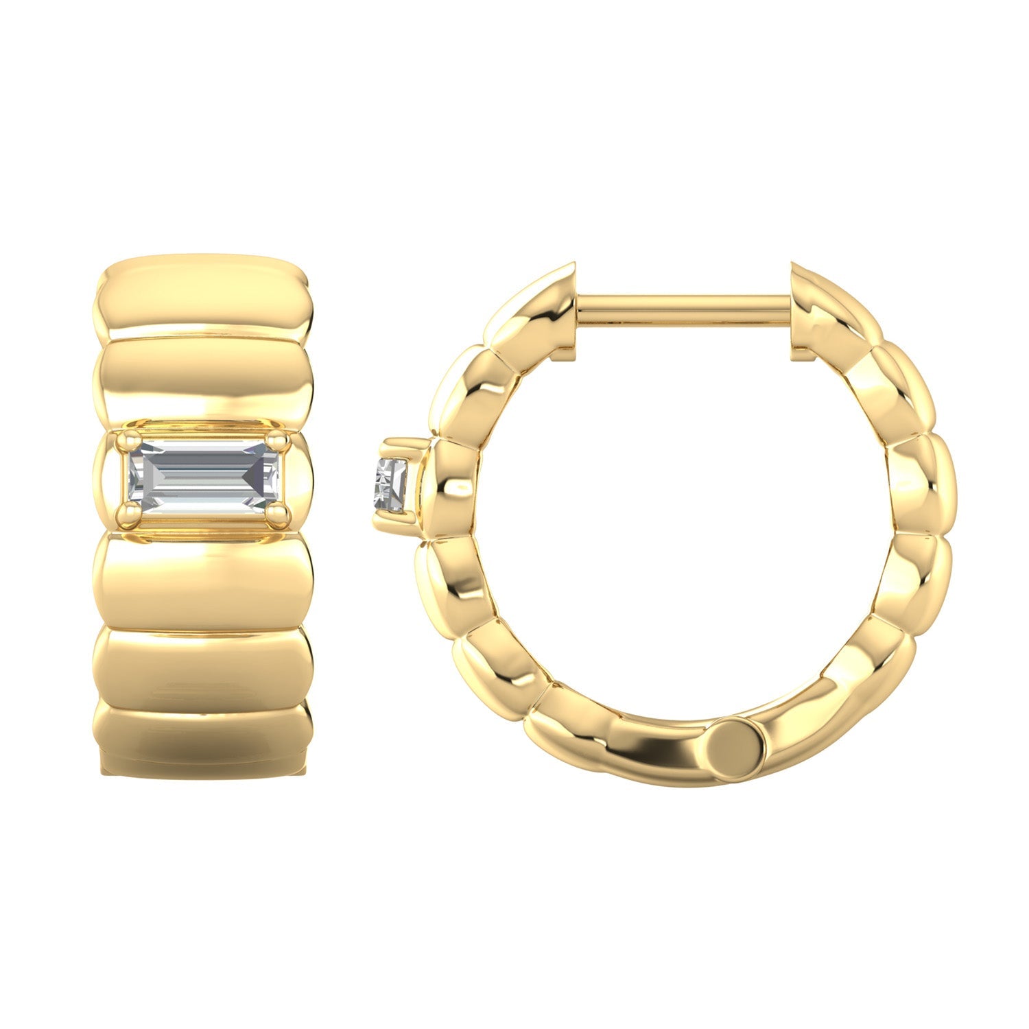 22ct Gold Vermeil 0.20ct Lab Grown Diamond 13.5mm Hoop Earrings