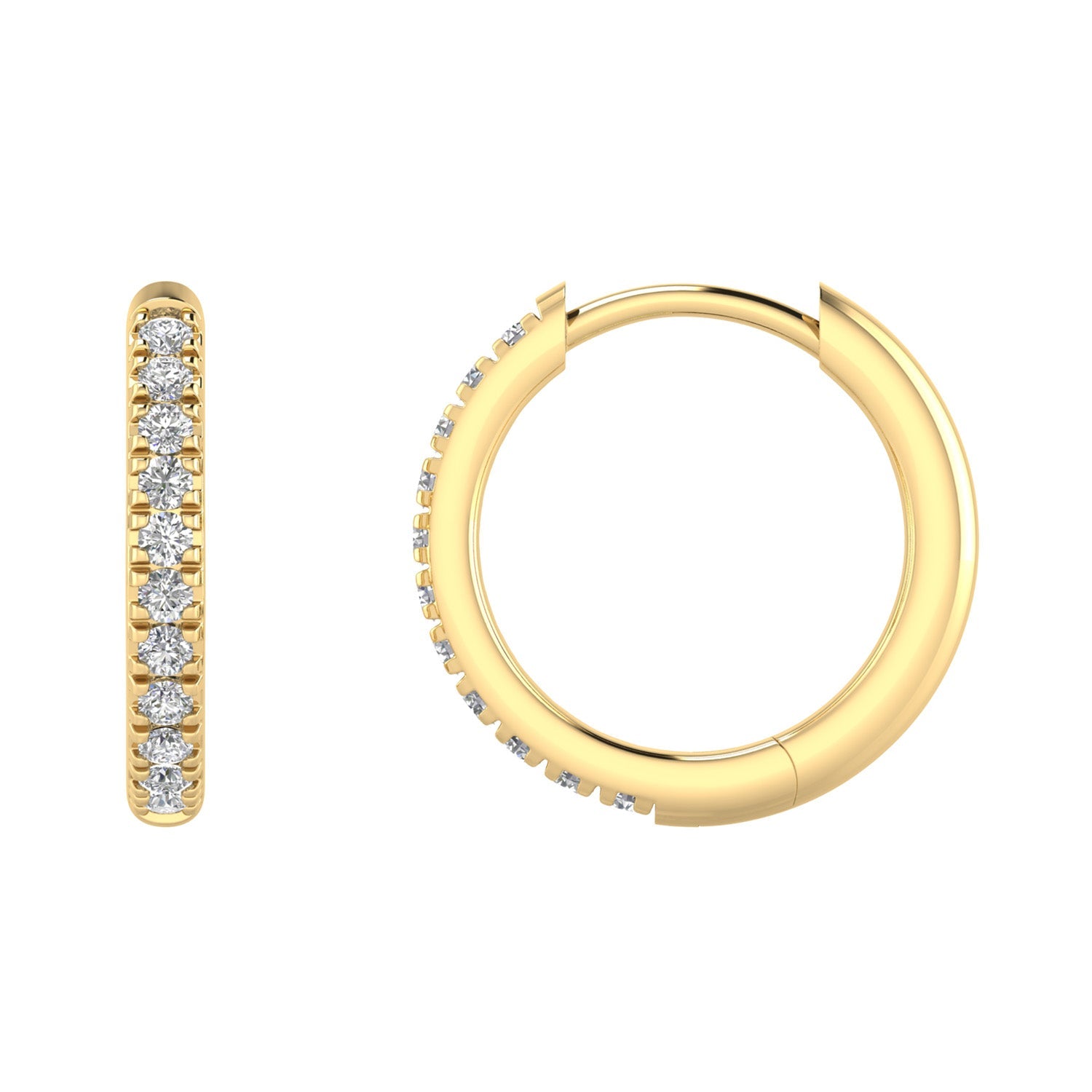 22ct Gold Vermeil 0.25ct Lab Grown Diamond 13.2mm Hoop Earrings