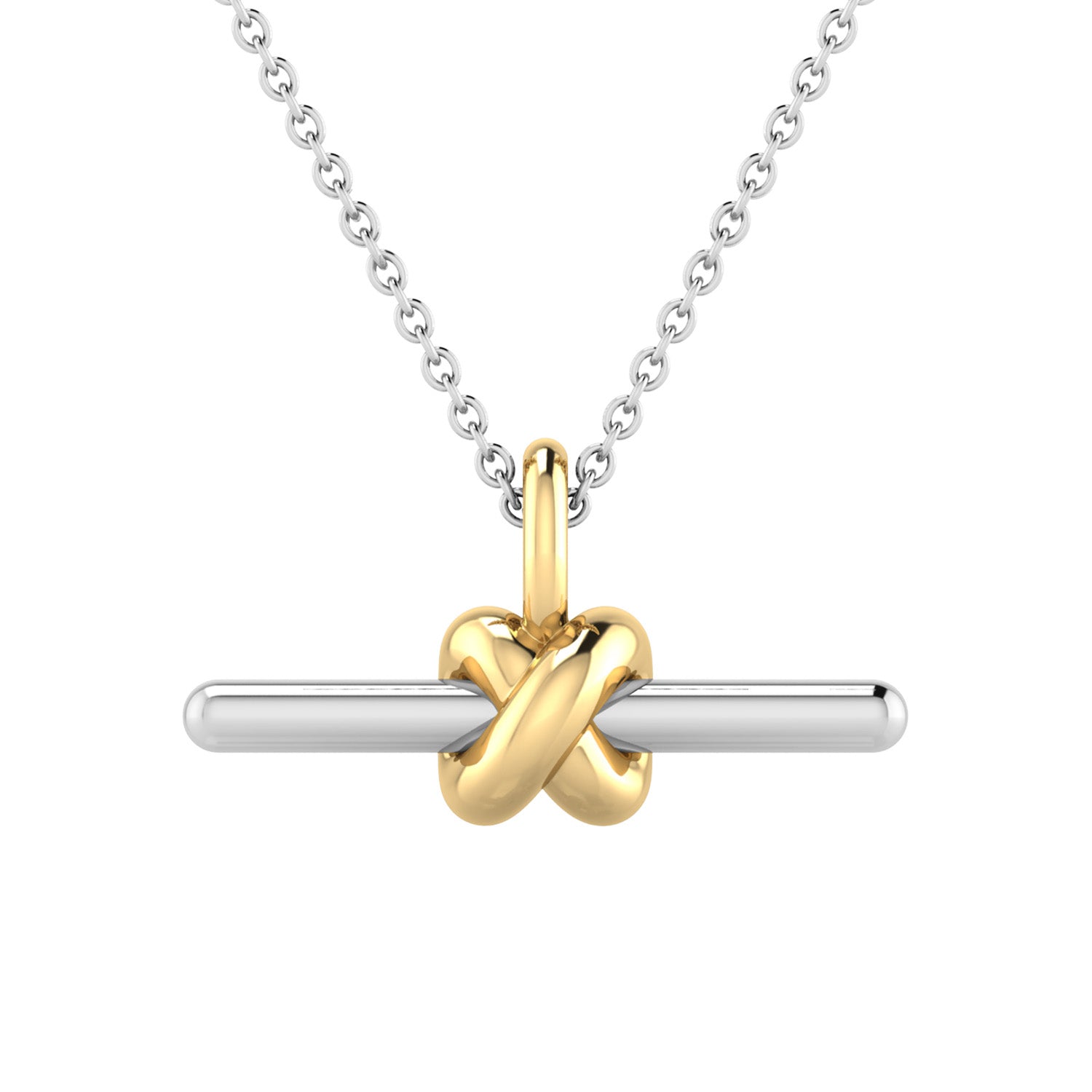 22ct Gold Vermeil & Silver Two-Tone T-Bar Necklace 40-45cm