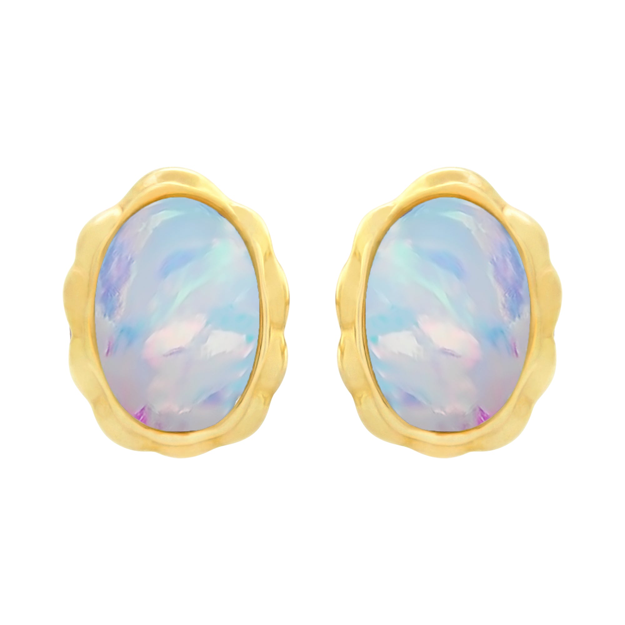 9ct Gold Lab Grown Opal Stud Earrings